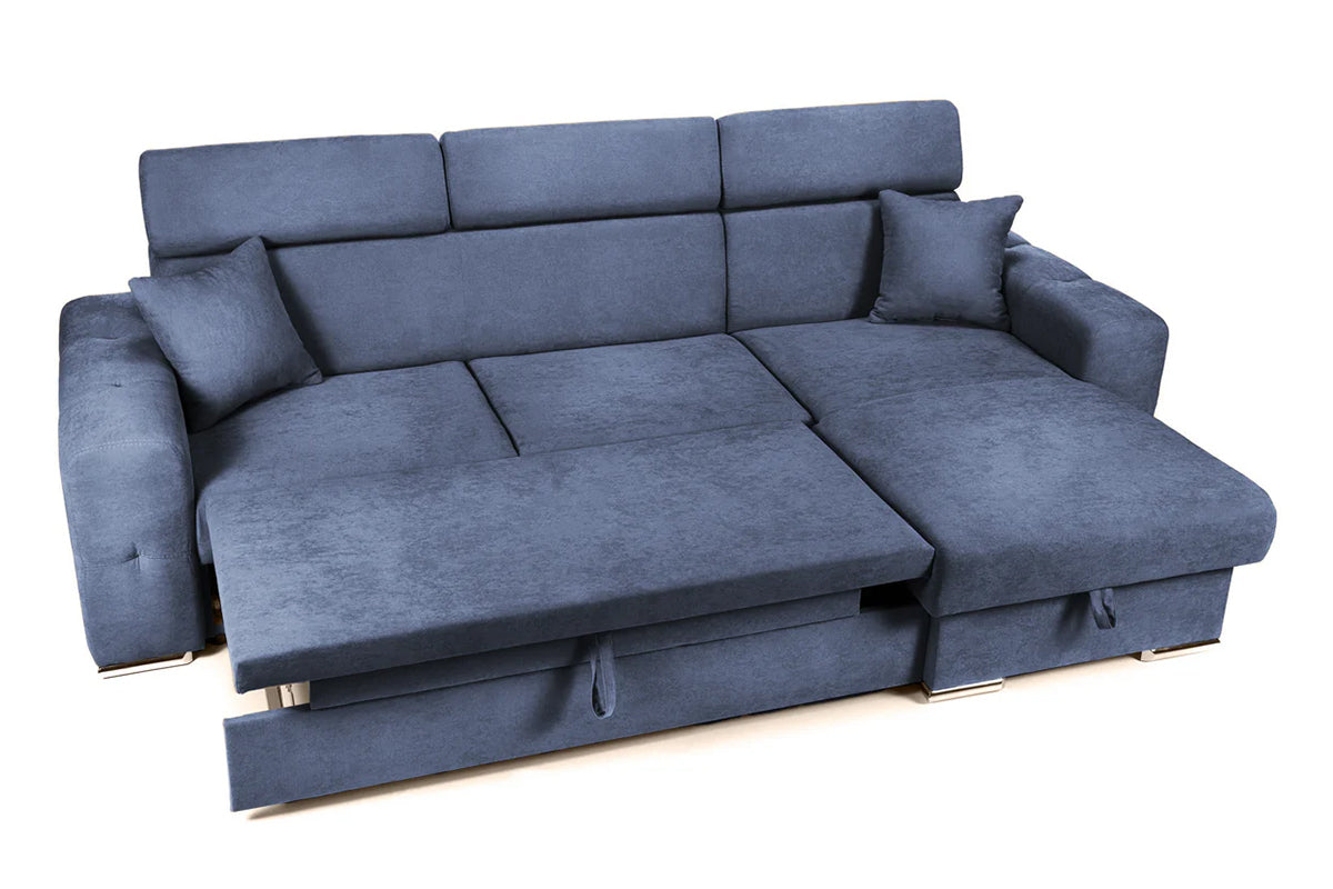 Colțar Extensibil BELLAGIO, șezlong interschimbabil, cu ladă de depozitare, cu tetiere reglabile, 280x170x100 cm Prestige Home
