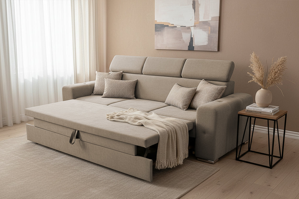 Canapea Extensibilă 3 locuri BELLAGIO, cu tetiere reglabile, 242x95x99 cm Prestige Home
