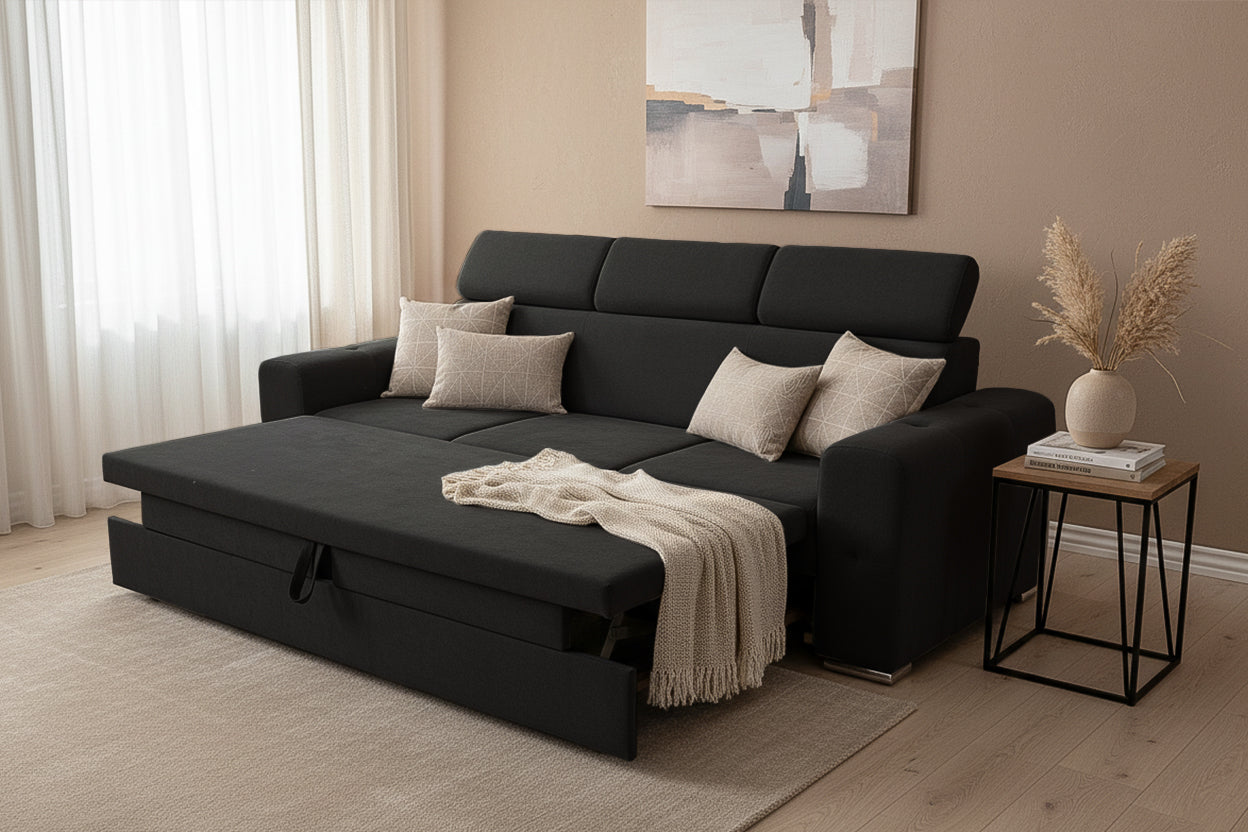 Canapea Extensibilă 3 locuri BELLAGIO, cu tetiere reglabile, 242x95x99 cm Prestige Home
