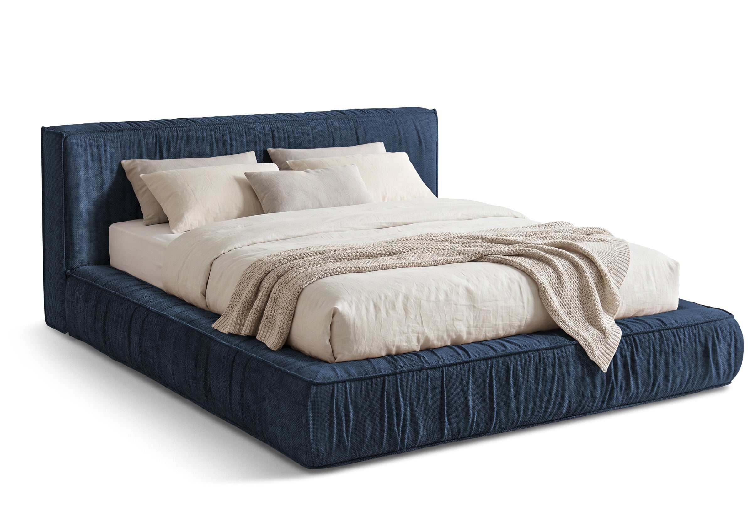 Pat Tapițat Primavara, cu somieră fixă Albastru-Inchis-Eden Prestige Home