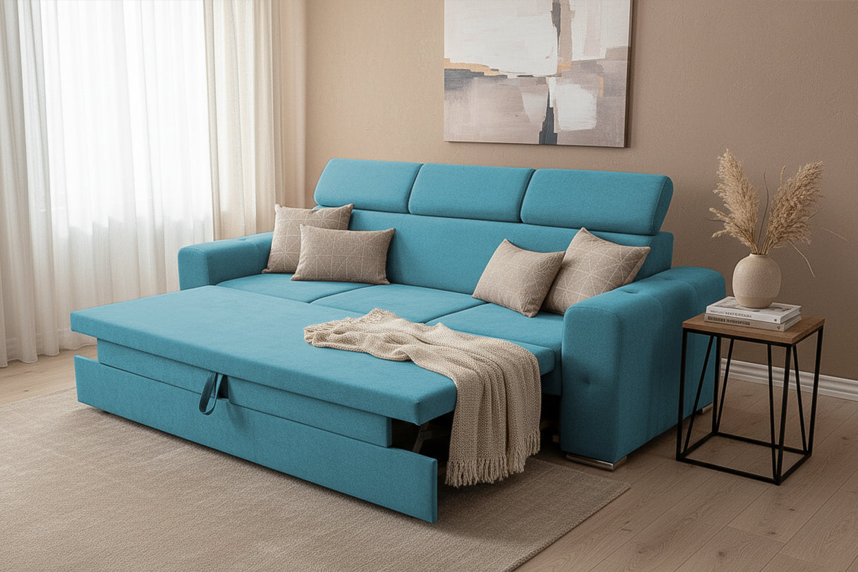 Canapea Extensibilă 3 locuri BELLAGIO, cu tetiere reglabile, 242x95x99 cm Prestige Home