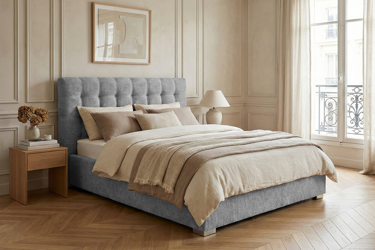 Pat Tapițat Strasbourg Premium, cu somieră rabatabilă și ladă depozitare Prestige Home