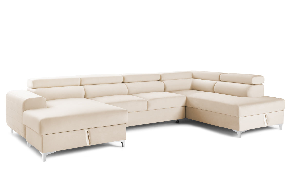 Colțar Extensibil, în formă de U, TIME NEW, cu 2 lăzi de depozitare, cu tetiere reglabile, 360x220x95 cm Prestige Home