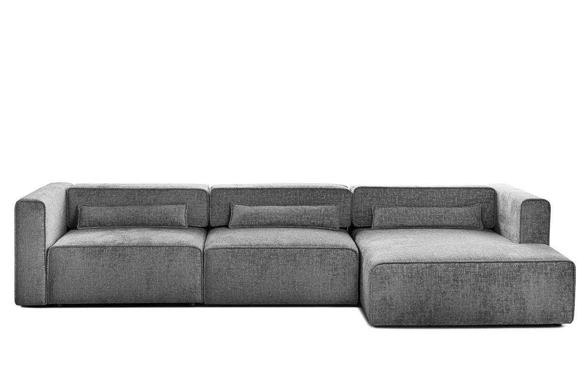 Colțar Extensibil 5 locuri ZANETTO, cu ladă de depozitare, 340x157x70 cm Gri-Onyx Prestige Home