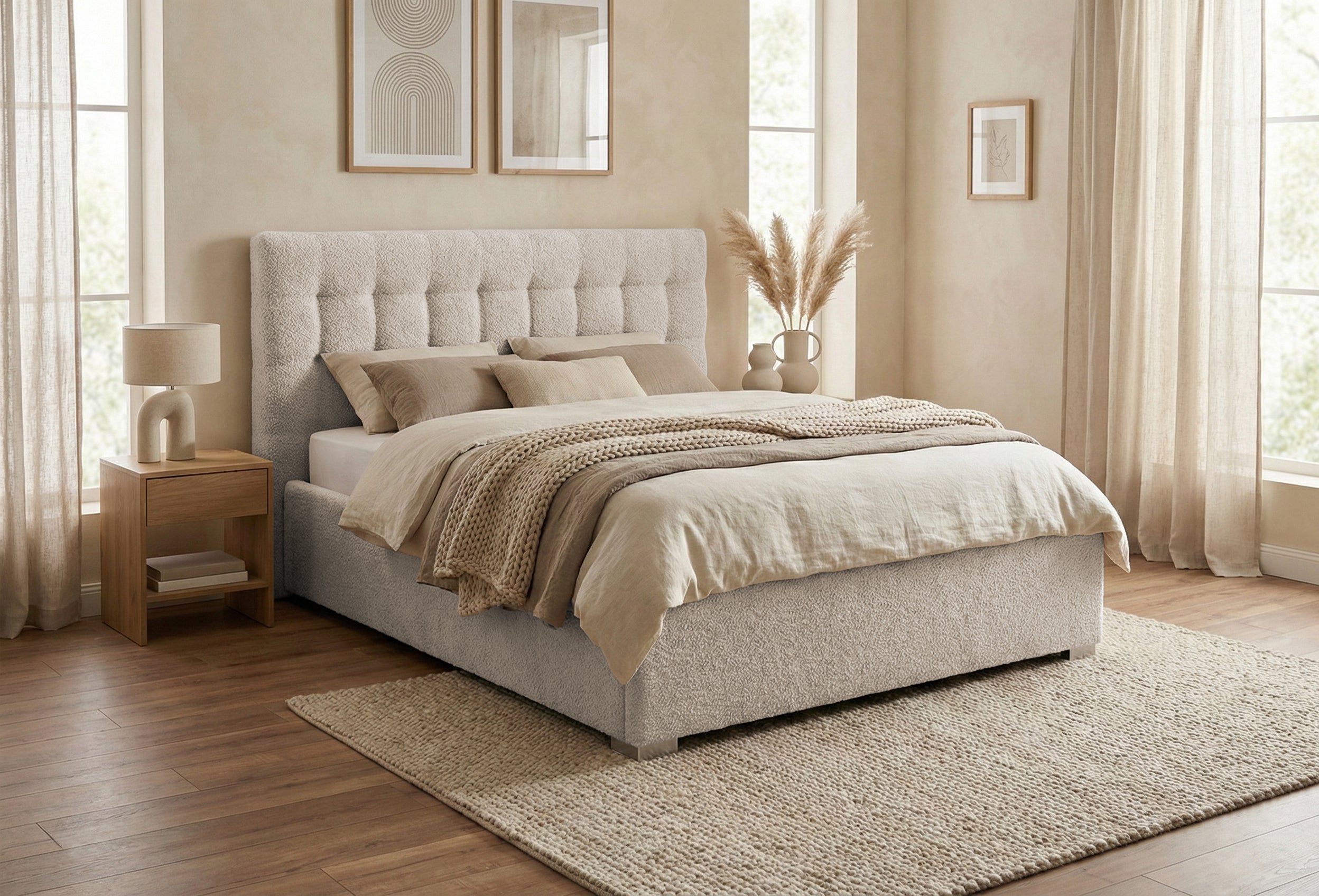 Pat Tapițat Strasbourg Premium, cu somieră rabatabilă și ladă depozitare Prestige Home