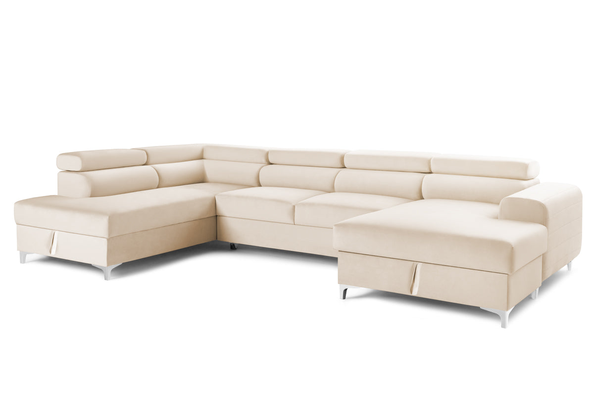 Colțar Extensibil, în formă de U, TIME NEW, cu 2 lăzi de depozitare, cu tetiere reglabile, 360x220x95 cm Prestige Home