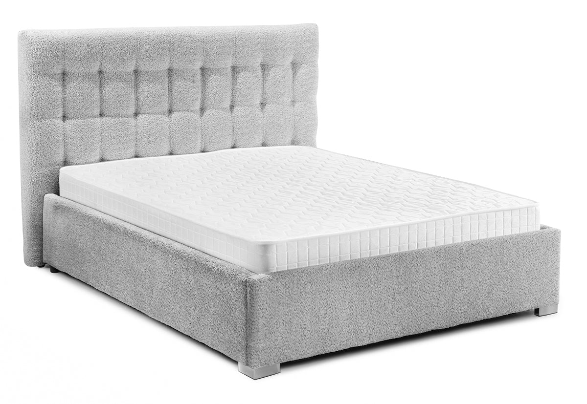 Pat Tapițat Strasbourg Premium, cu somieră rabatabilă și ladă depozitare, #color_Gri-Argintiu-Anthology