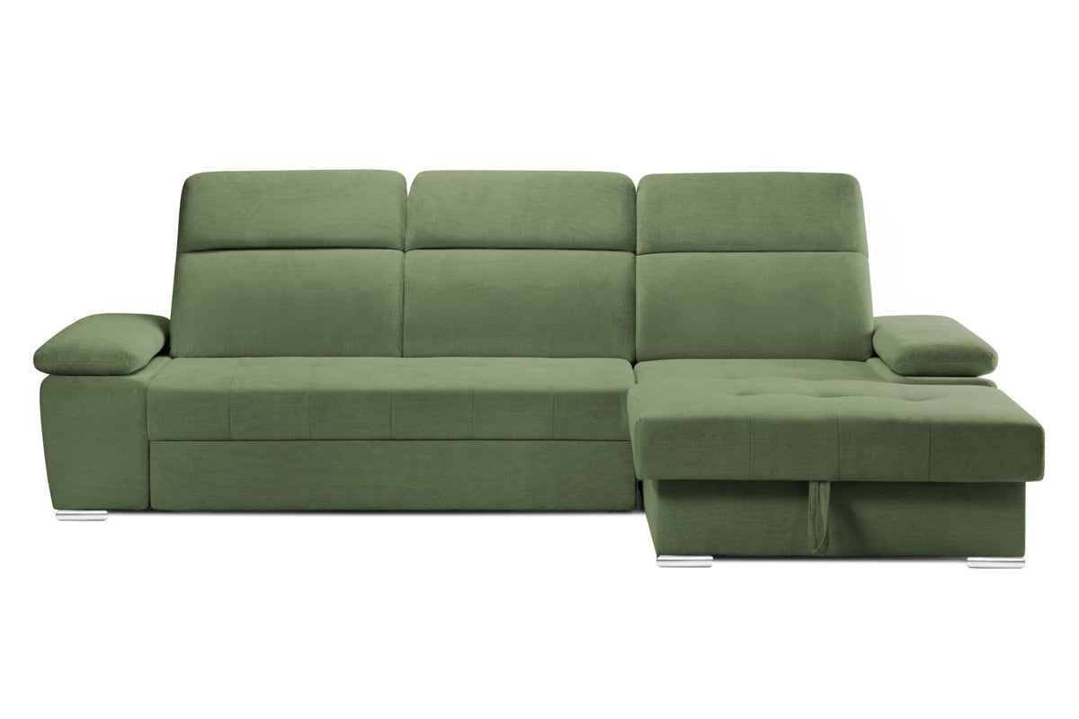 Colțar Extensibil TRENDY, cu ladă de depozitare, cu tetiere reglabile, variante stânga/dreapta 295x170x105 cm Verde-Memphis Dreapta Prestige Home