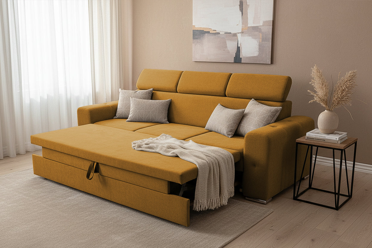 Canapea Extensibilă 3 locuri BELLAGIO, cu tetiere reglabile, 242x95x99 cm Prestige Home