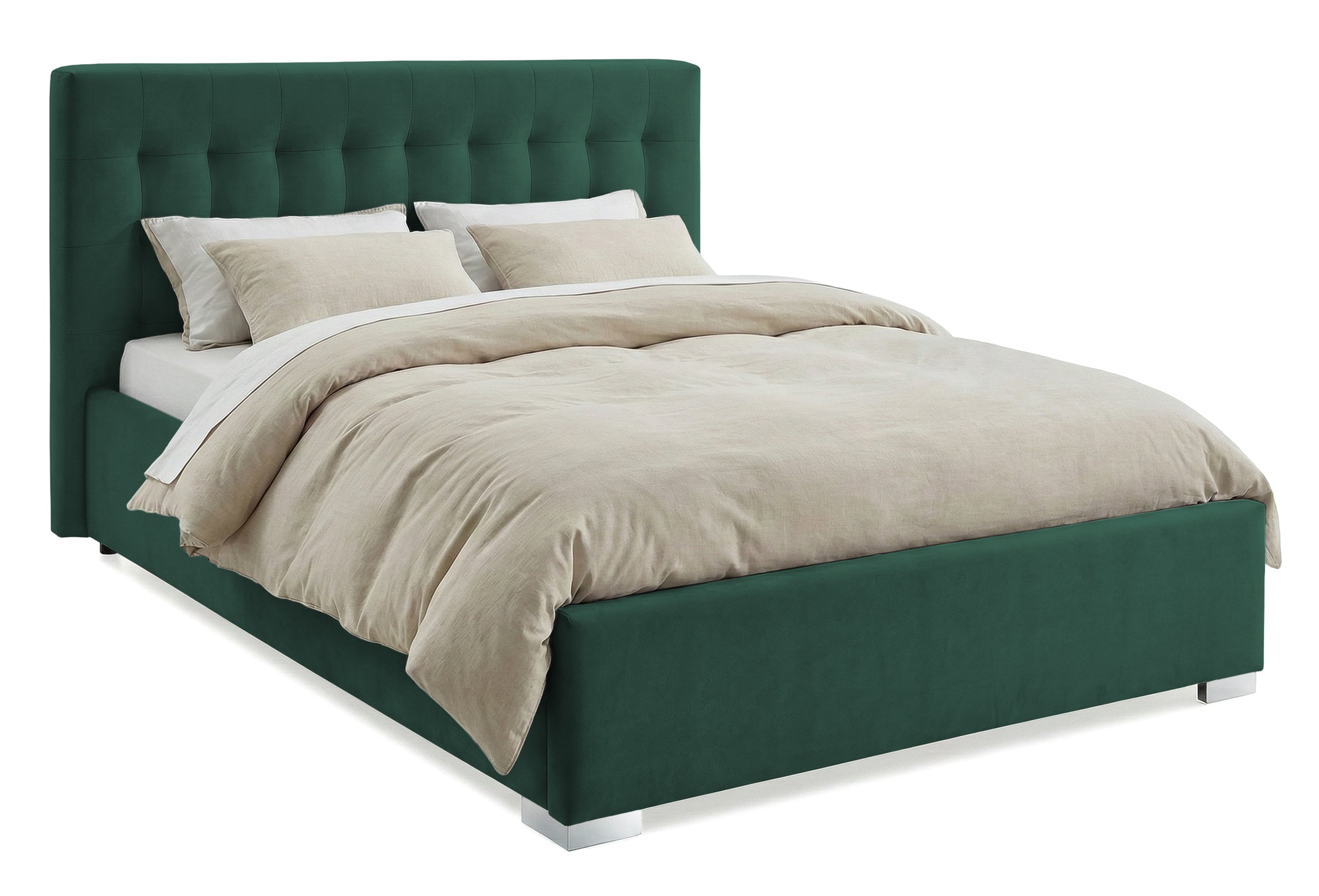Pat Tapițat Strasbourg, cu somieră rabatabilă și ladă de depozitare Swing-Verde Prestige Home