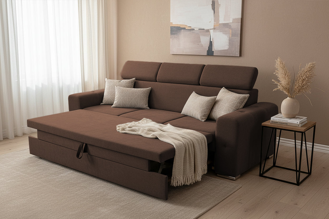 Canapea Extensibilă 3 locuri BELLAGIO, cu tetiere reglabile, 242x95x99 cm Prestige Home