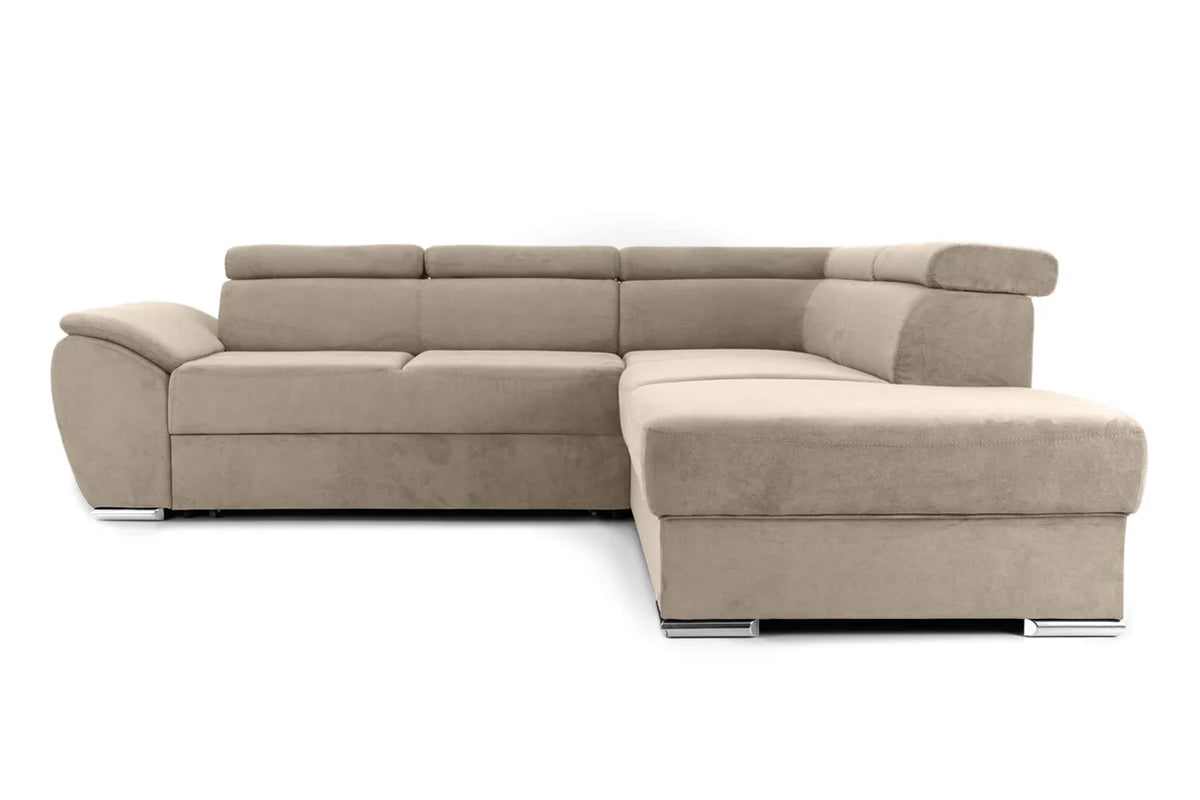 Colțar Extensibil CUBA, cu tetiere reglabile, variante stânga/dreapta 266x232x80 cm Bej-Enjoy Dreapta Prestige Home