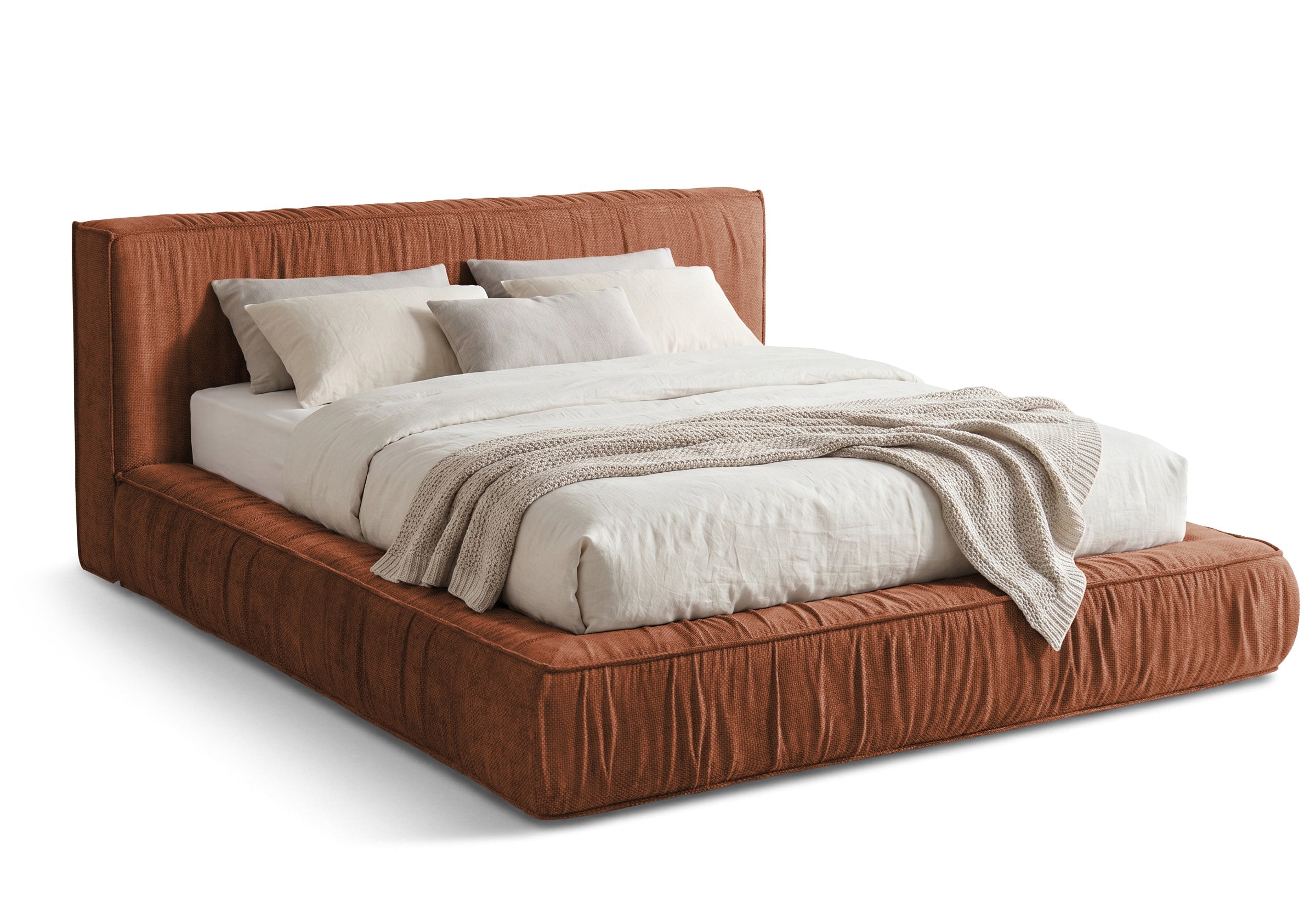 Pat Tapițat Primavara, cu somieră fixă Caramiziu-Eden Prestige Home
