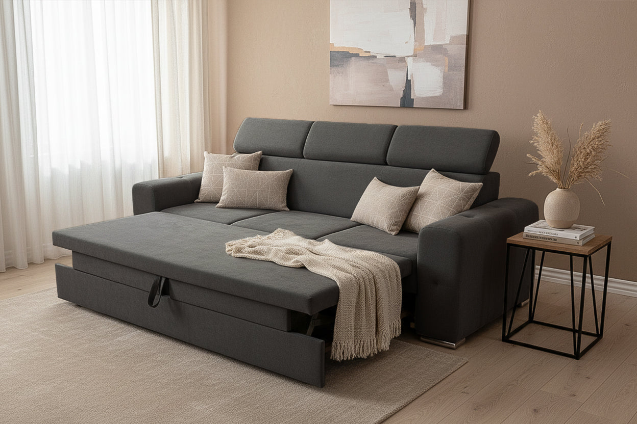 Canapea Extensibilă 3 locuri BELLAGIO, cu tetiere reglabile, 242x95x99 cm Prestige Home