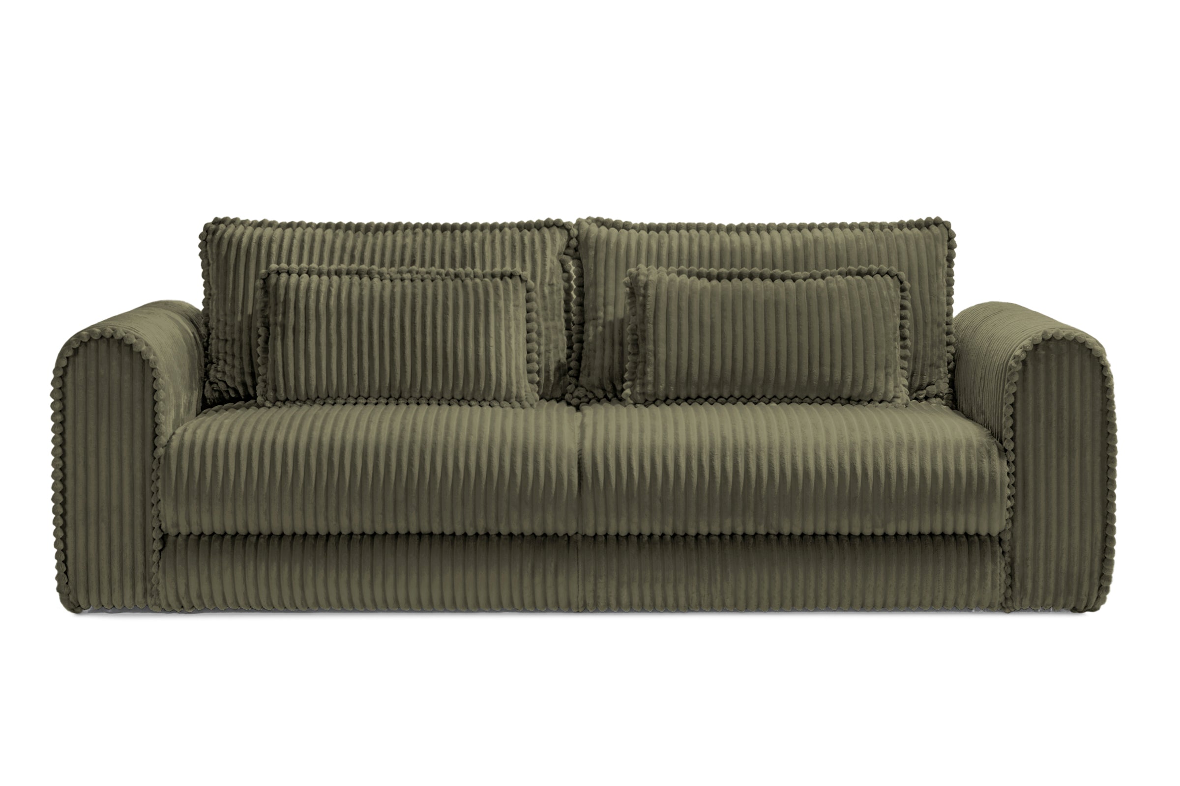 Canapea Extensibilă 3 locuri FELLINI, cu ladă depozitare, 243x108x90 cm Verde-Olive-Tilia Prestige Home