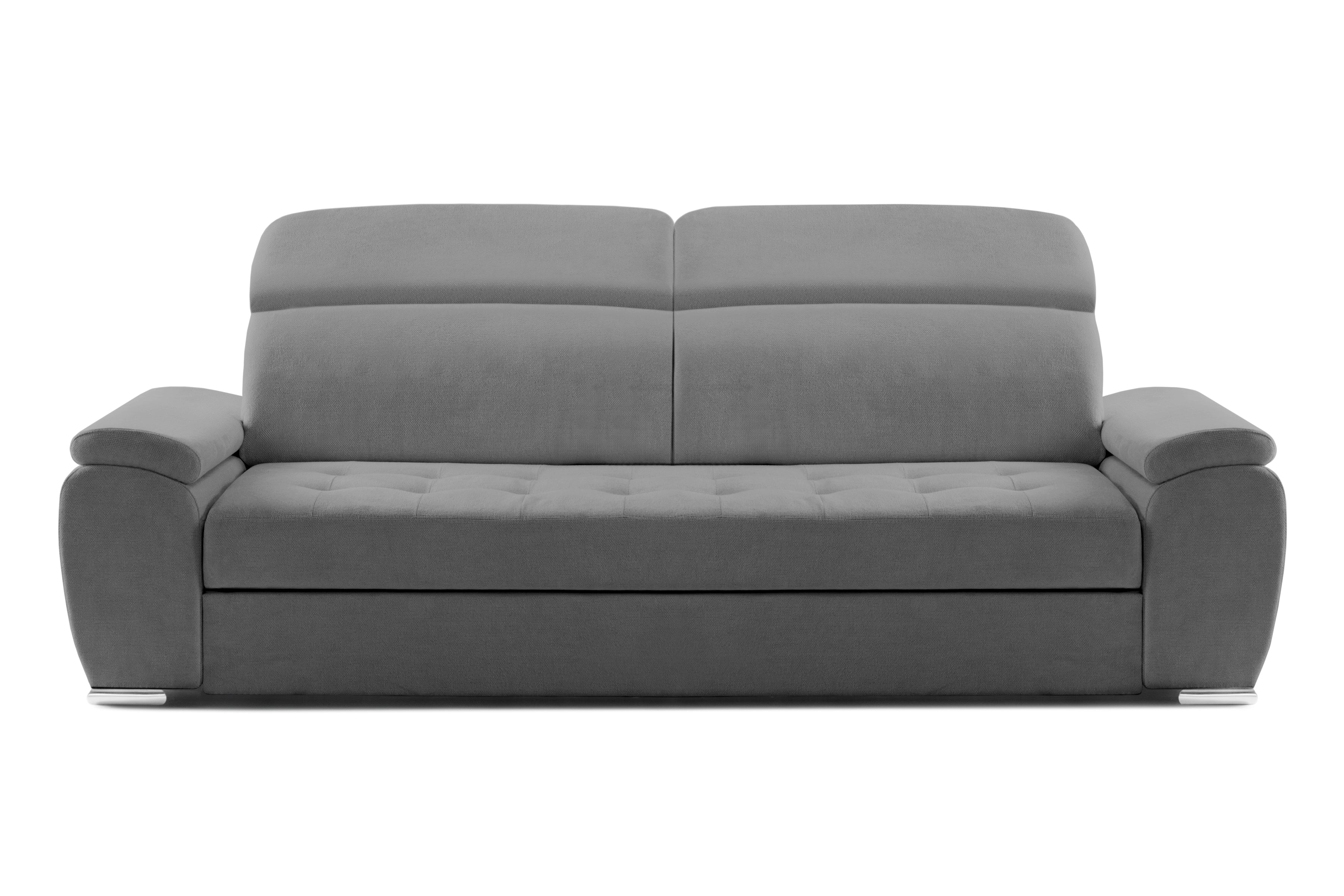 Canapea Extensibilă 3 locuri TRENDY, cu tetiere reglabile, 250x95x105 cm Gri-Cenusiu-Memphis Prestige Home