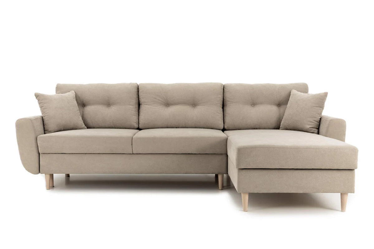 Colțar Extensibil HELSINKI, cu ladă de depozitare, variante stânga/dreapta 261x166x82 cm Bej-Enjoy Dreapta Prestige Home