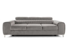 Canapea Extensibilă 3 locuri TIME, cu tetiere reglabile, cu suport lombar, 255x97x94 cm #color_Gri-Silver-Velluto