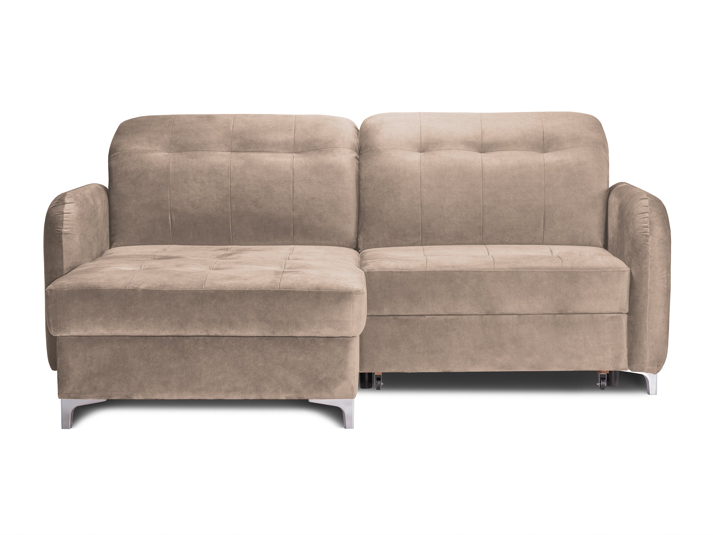 Colțar Extensibil STUDIO, cu lada depozitare, cu tetiere reglabile, 220 x 160 x 105 cm Bej-Whisper Stanga Prestige Home