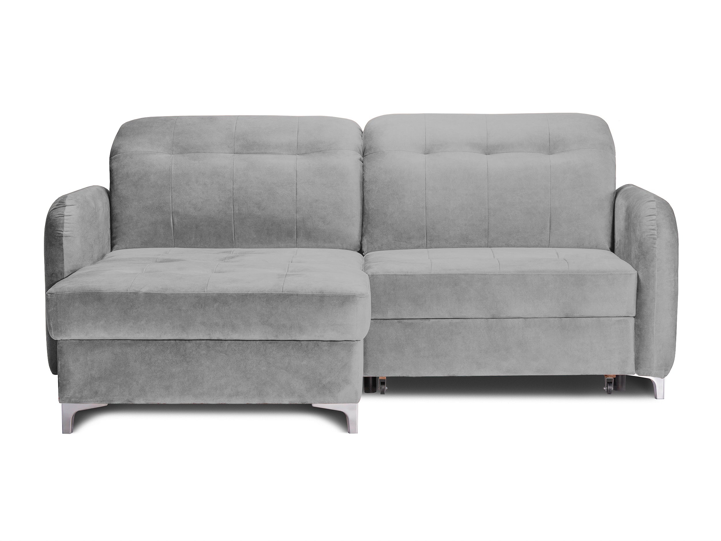 Colțar Extensibil STUDIO, cu lada depozitare, cu tetiere reglabile, 220 x 160 x 105 cm Gri-Deschis-Whisper Stanga Prestige Home