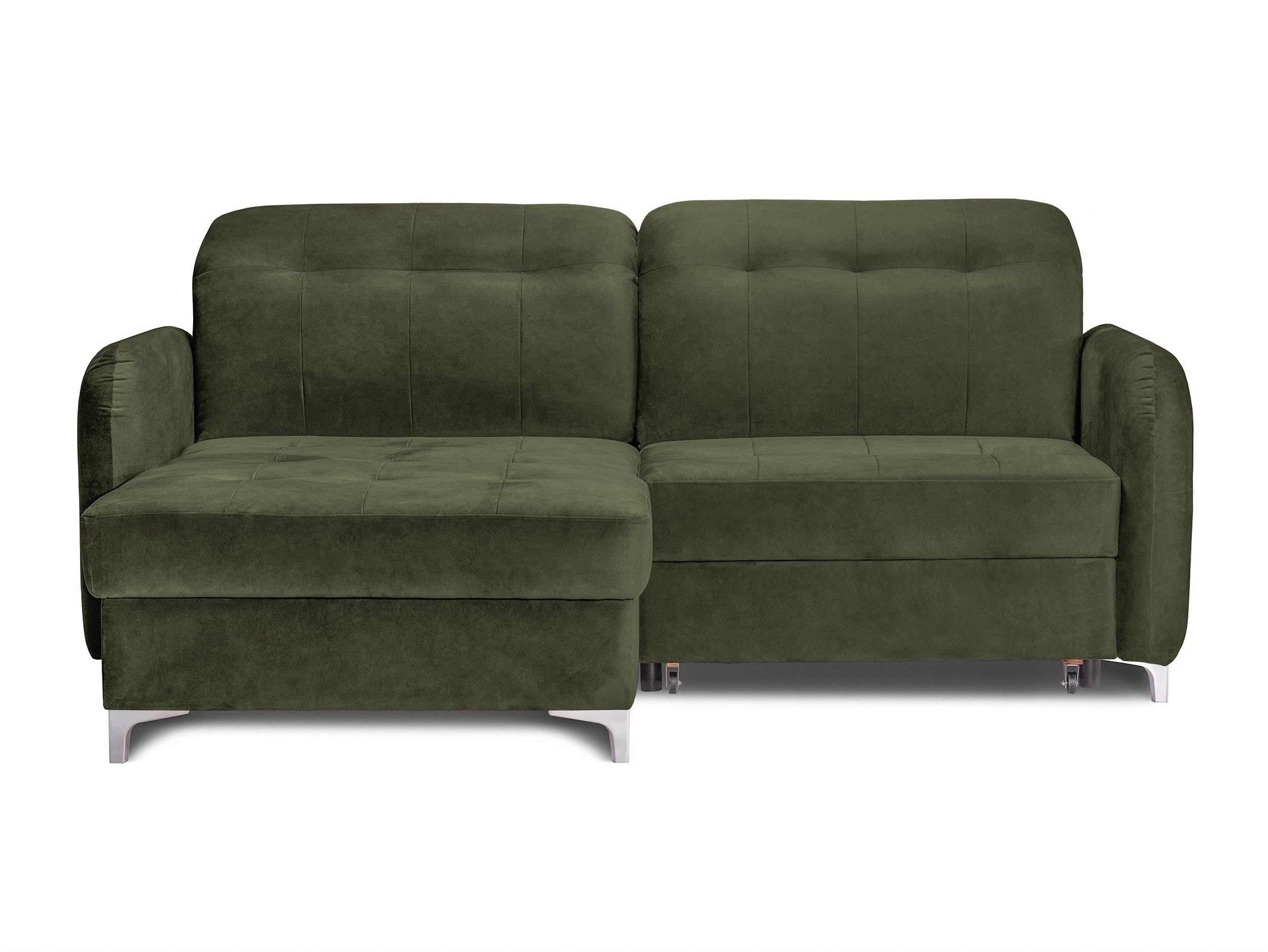 Colțar Extensibil STUDIO, cu lada depozitare, cu tetiere reglabile, 220 x 160 x 105 cm Verde-Whisper Stanga Prestige Home