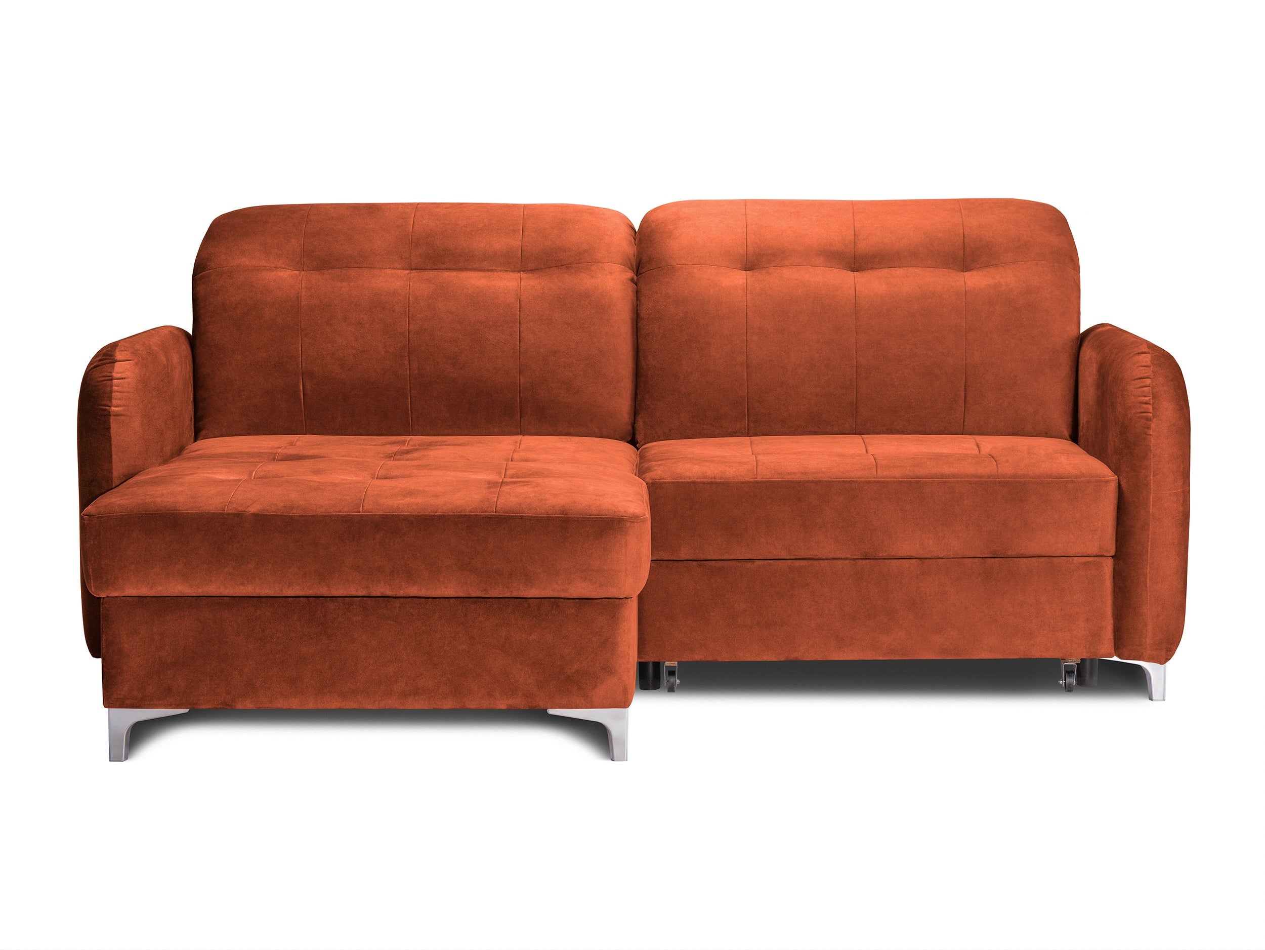 Colțar Extensibil STUDIO, cu lada depozitare, cu tetiere reglabile, 220 x 160 x 105 cm Caramiziu-Whisper Stanga Prestige Home