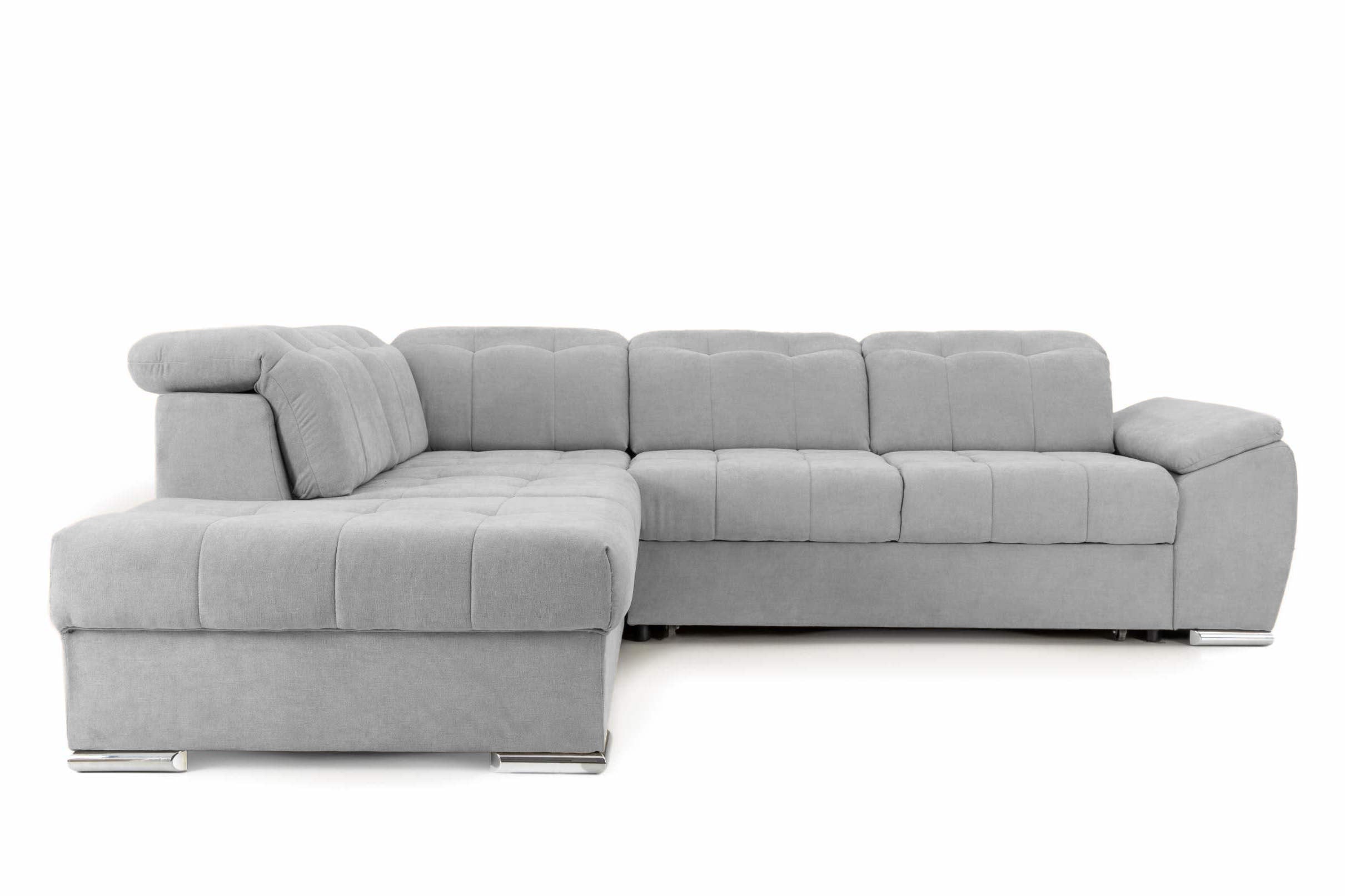 Colțar Extensibil ENZO, cu tetiere, variante stânga/dreapta, 255x220x100 cm Gri-Deschis-Enjoy Stanga Prestige Home