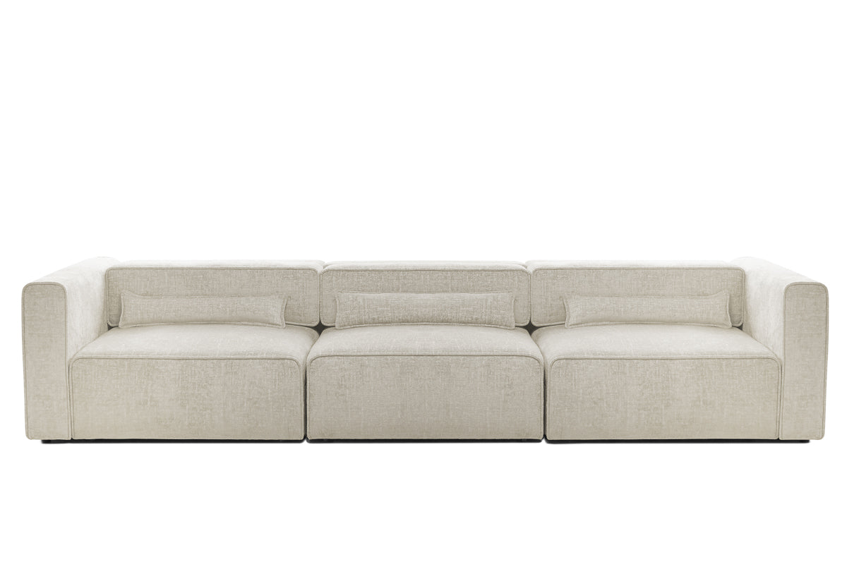 Canapea Extensibilă 5 locuri ZANETTO, cu 3 lăzi depozitare, 340x103x70 cm Crem-Onyx Prestige Home