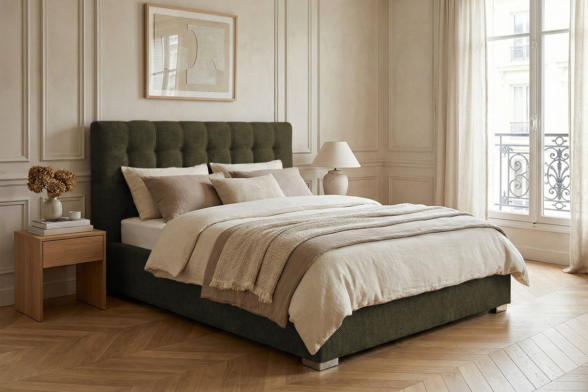 Pat Tapițat Strasbourg Premium, cu somieră rabatabilă și ladă depozitare Prestige Home