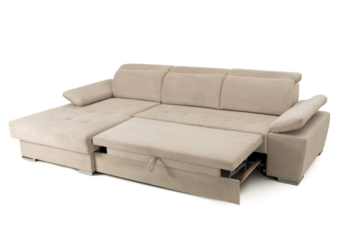 Colțar Extensibil TRENDY, cu ladă de depozitare, cu tetiere reglabile, variante stânga/dreapta 295x170x105 cm Prestige Home