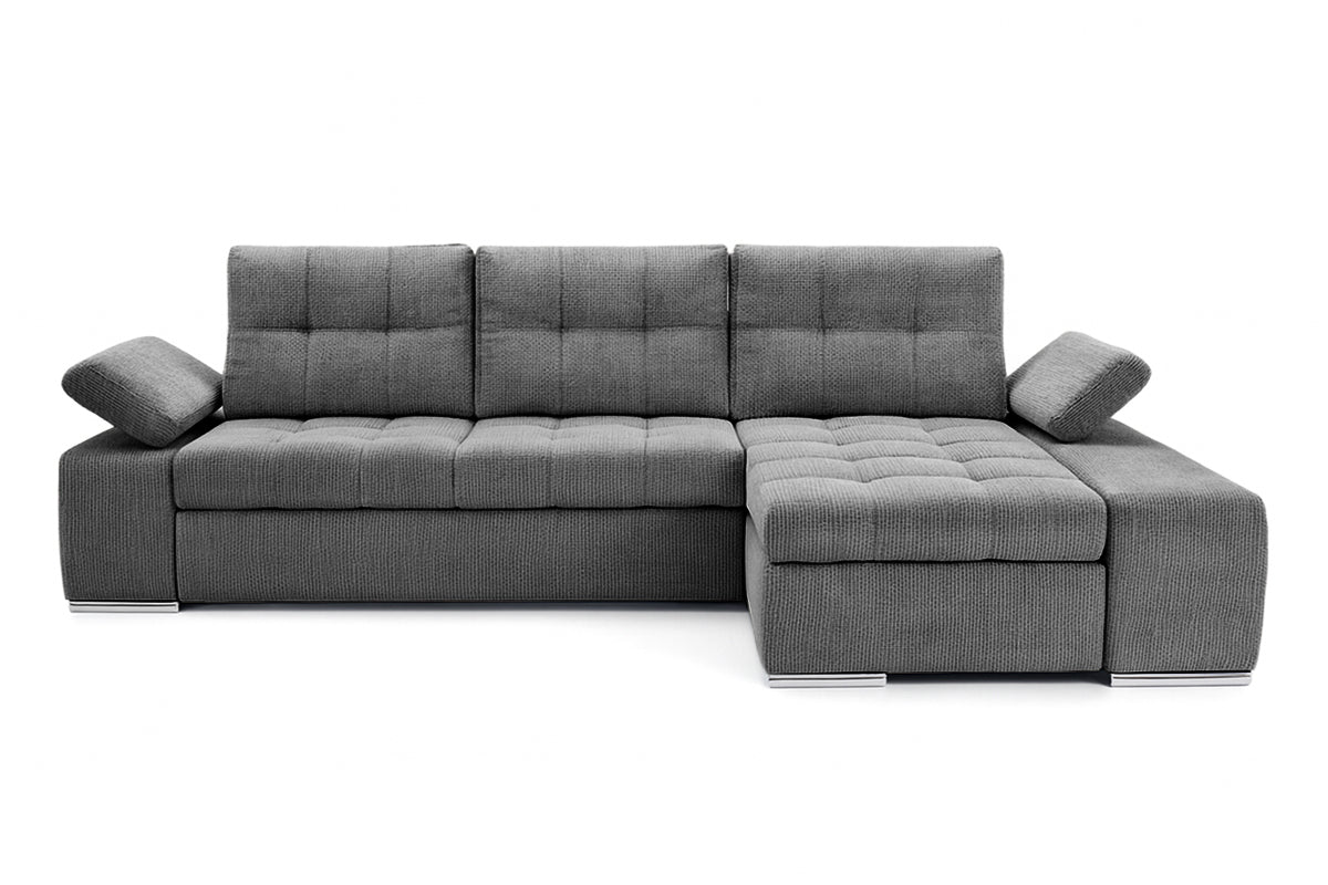 Colțar Extensibil VENETIA, cu ladă de depozitare, variante stânga/dreapta 290x170x80 cm Dreapta Gri-Inchis-Memphis Prestige Home