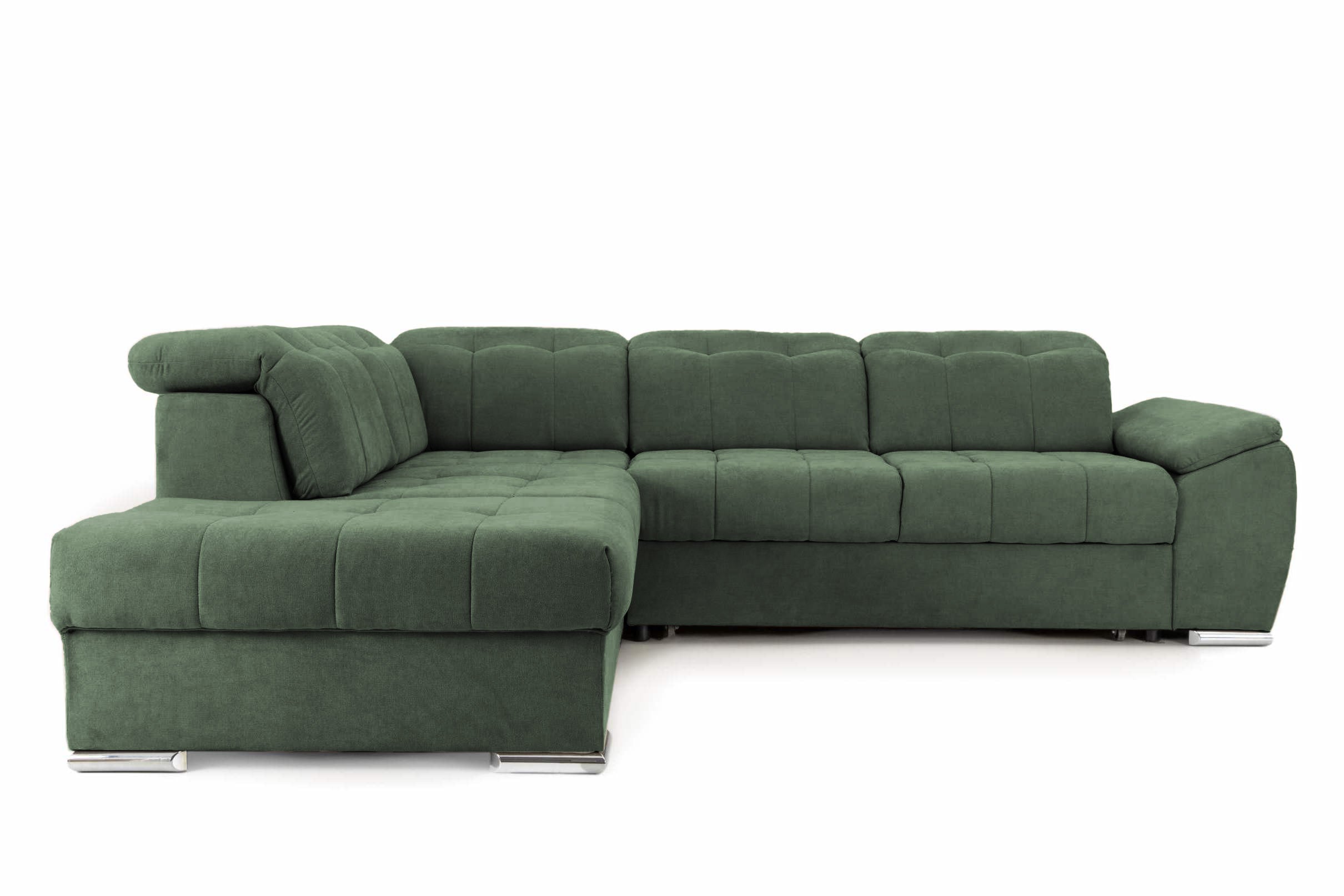 Colțar Extensibil ENZO, cu tetiere, variante stânga/dreapta, 255x220x100 cm Verde-Enjoy Stanga Prestige Home