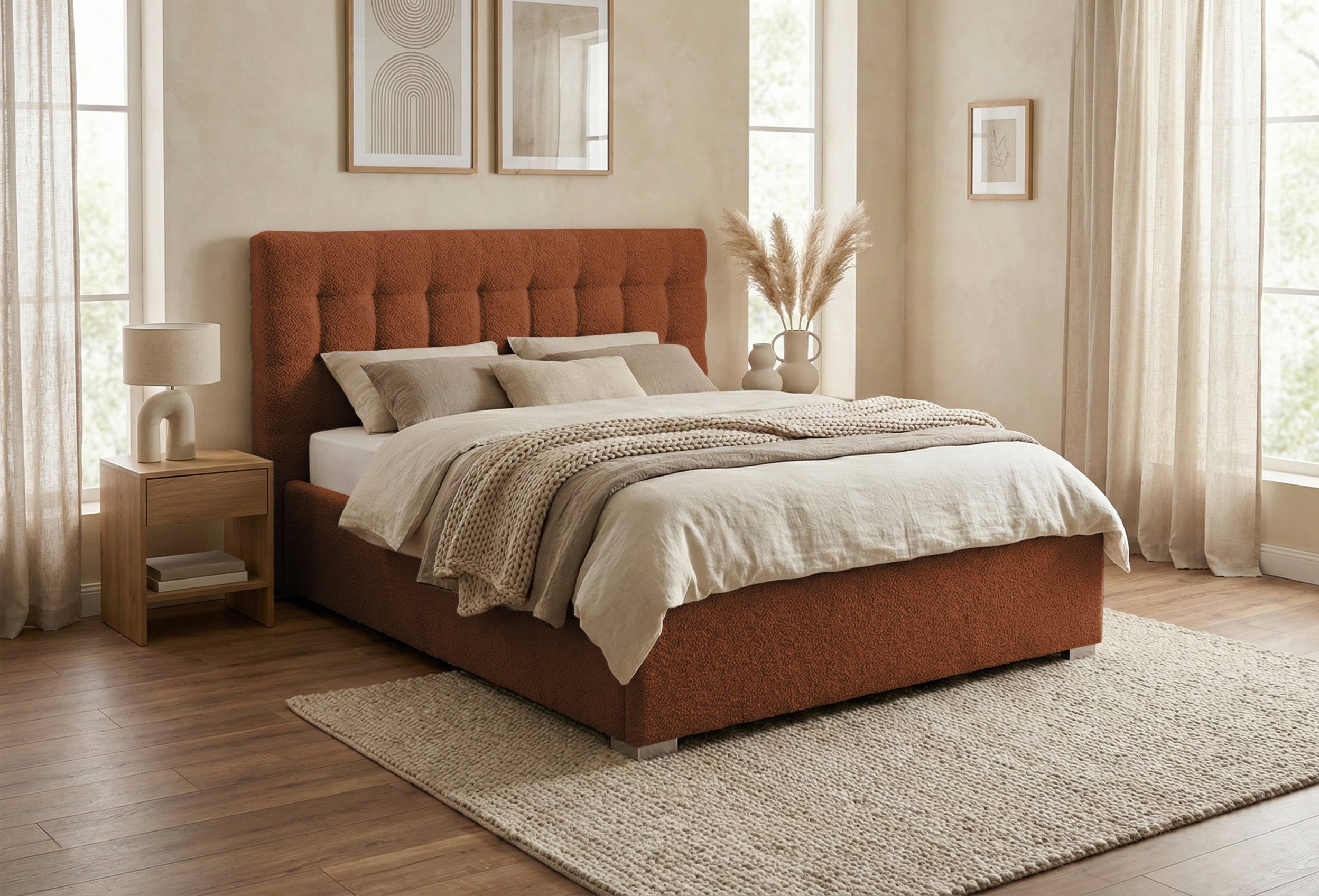 Pat Tapițat Strasbourg Premium, cu somieră rabatabilă și ladă depozitare Prestige Home