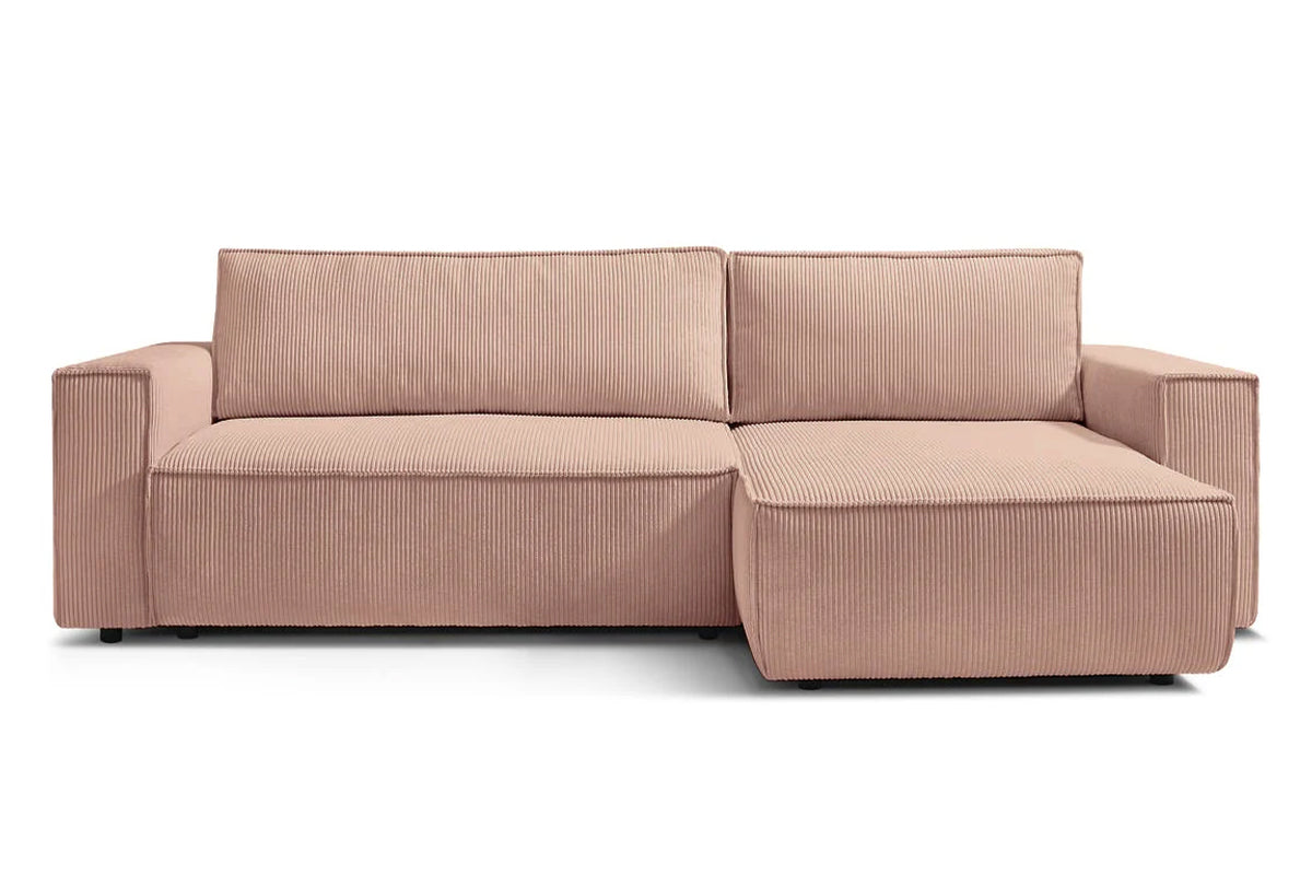 Colțar Extensibil CLOUD, cu ladă de depozitare, șezlong interschimbabil, 275x145x85 cm Roz-Zoom Dreapta Prestige Home