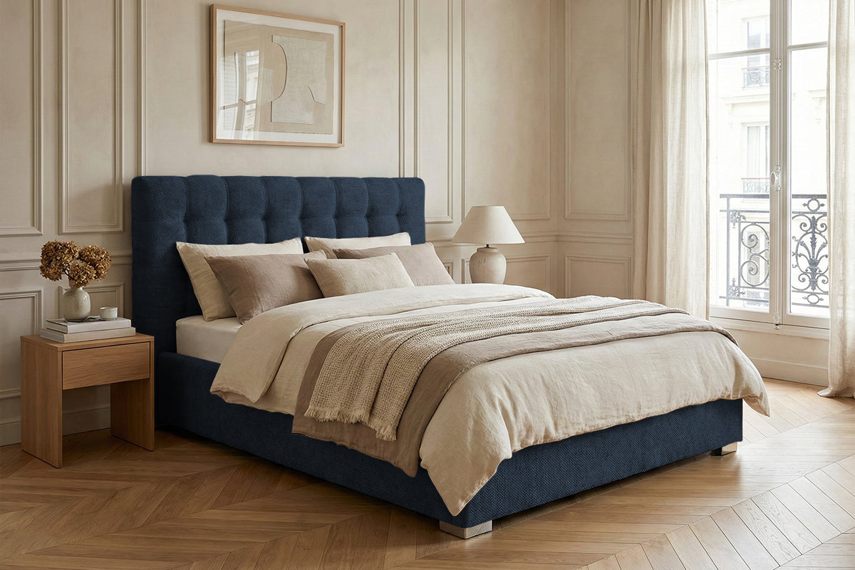 Pat Tapițat Strasbourg Premium, cu somieră rabatabilă și ladă depozitare Prestige Home