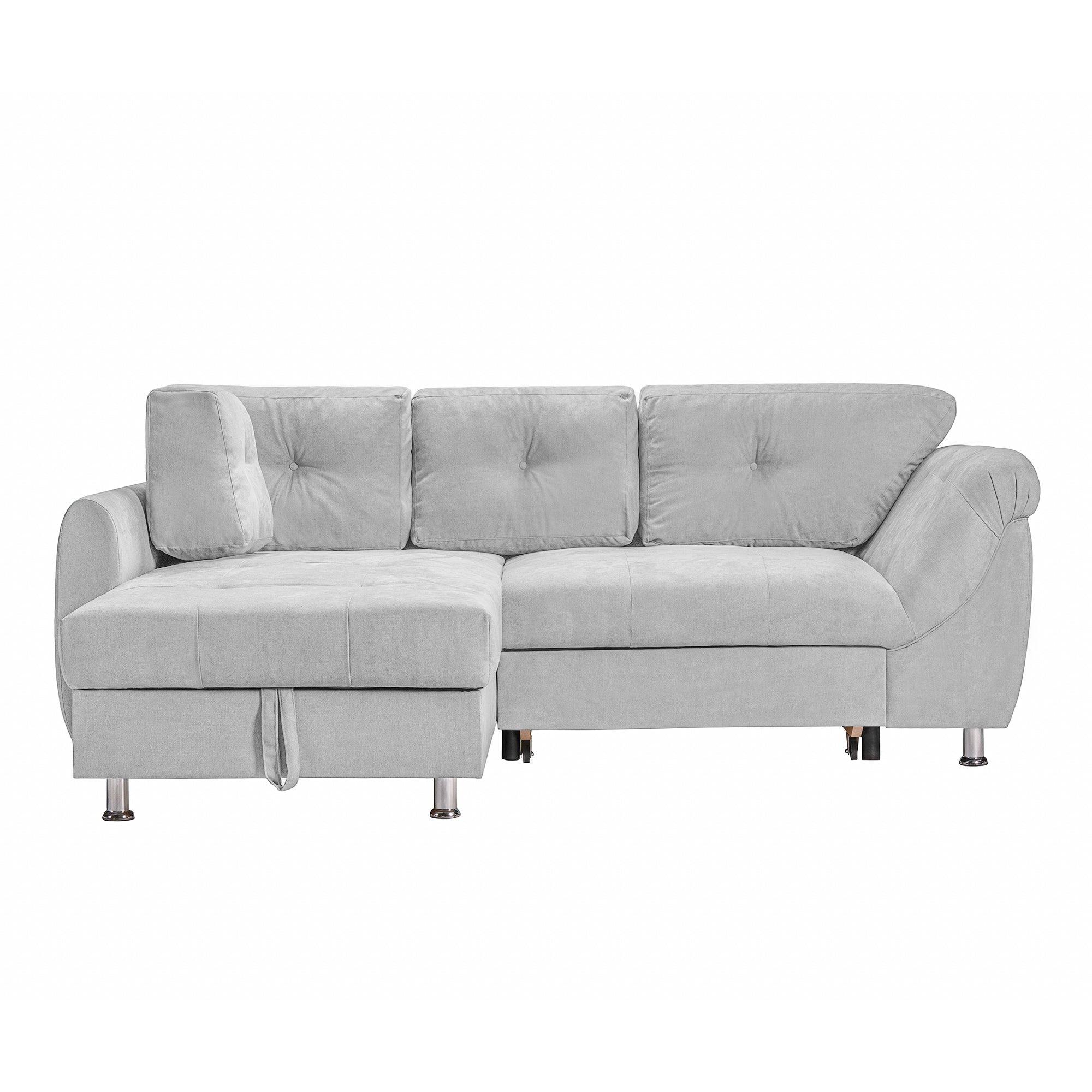 Colțar Extensibil MERLIN, cu lada depozitare, variante stânga/dreapta, 230 x 190 x 93 cm Gri-Deschis-Enjoy Stanga Prestige Home