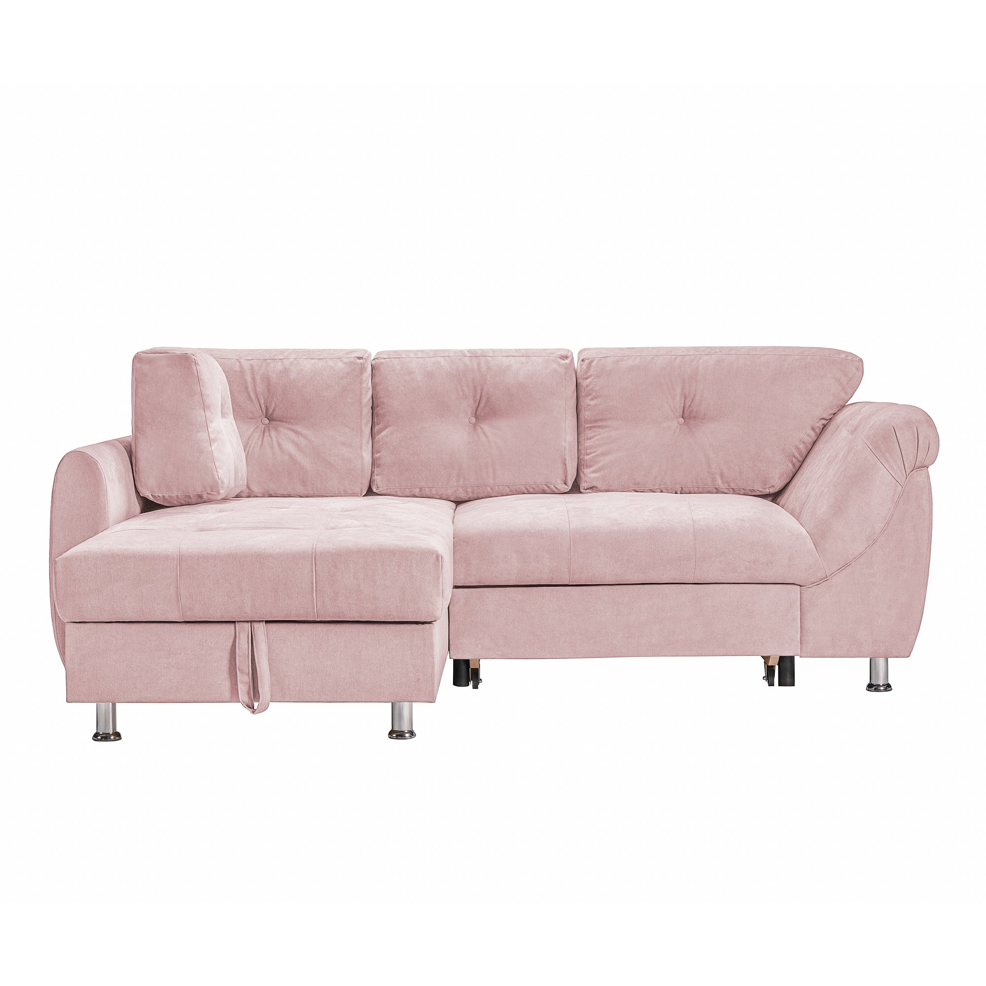 Colțar Extensibil MERLIN, cu lada depozitare, variante stânga/dreapta, 230 x 190 x 93 cm Roz-Flamingo-Enjoy Stanga Prestige Home