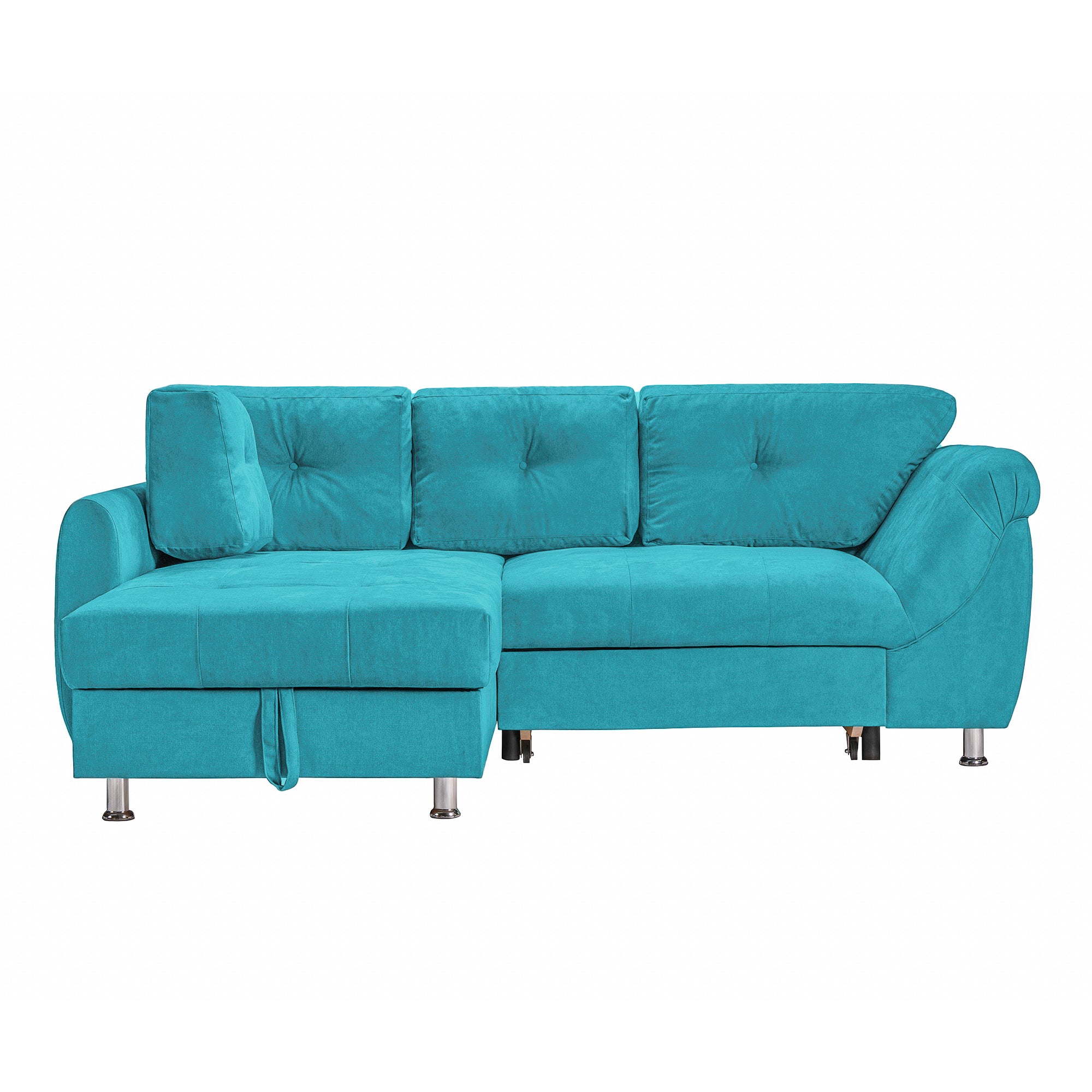 Colțar Extensibil MERLIN, cu lada depozitare, variante stânga/dreapta, 230 x 190 x 93 cm Turcoaz-Enjoy Stanga Prestige Home