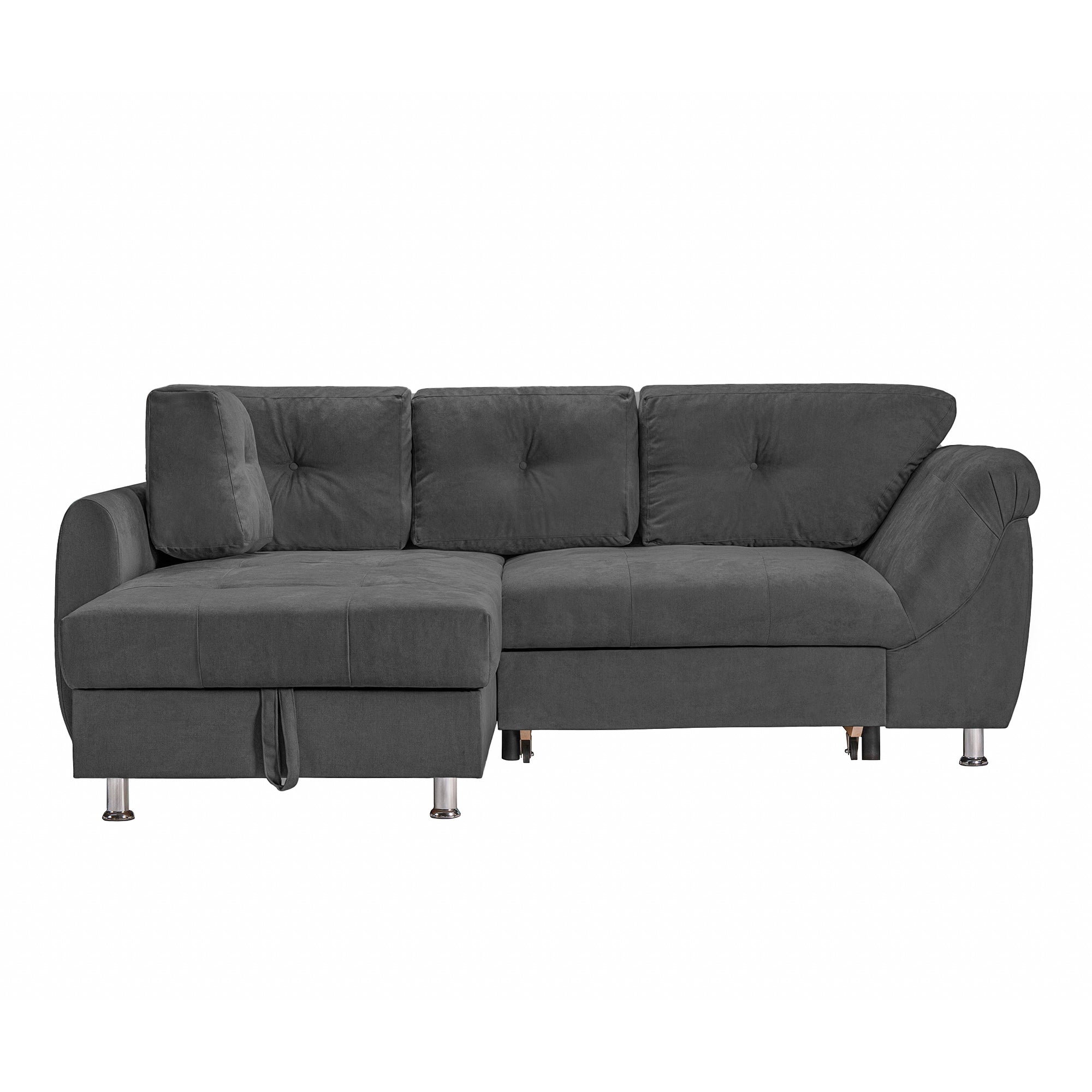 Colțar Extensibil MERLIN, cu lada depozitare, variante stânga/dreapta, 230 x 190 x 93 cm Gri-Grafit-Enjoy Stanga Prestige Home