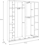 Dulap Forte cu 4 uși, alb, 177×210×42 cm, adâncime redusă Arboteca