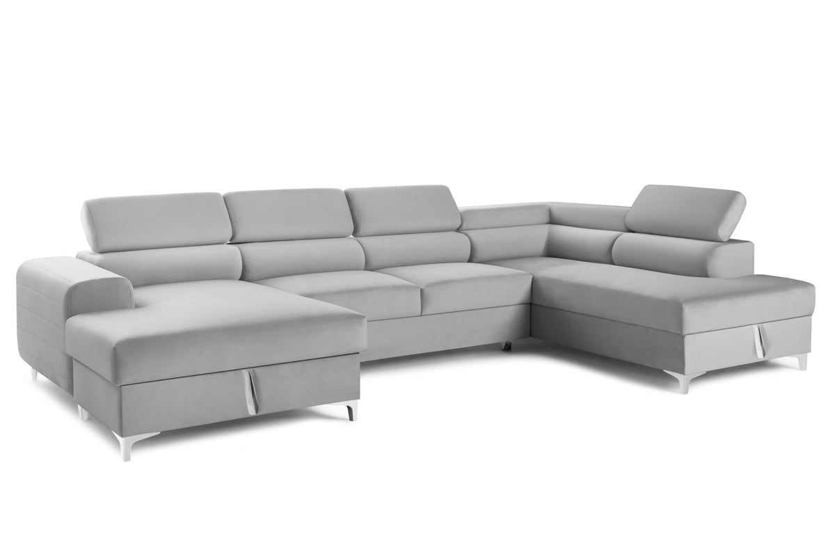Colțar Extensibil, în formă de U, TIME NEW, cu 2 lăzi de depozitare, cu tetiere reglabile, 360x220x95 cm Prestige Home