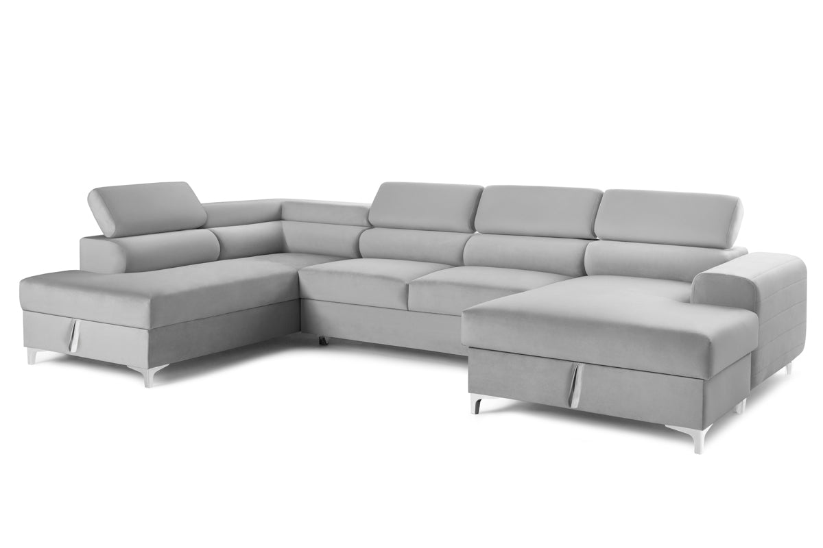 Colțar Extensibil, în formă de U, TIME NEW, cu 2 lăzi de depozitare, cu tetiere reglabile, 360x220x95 cm Prestige Home