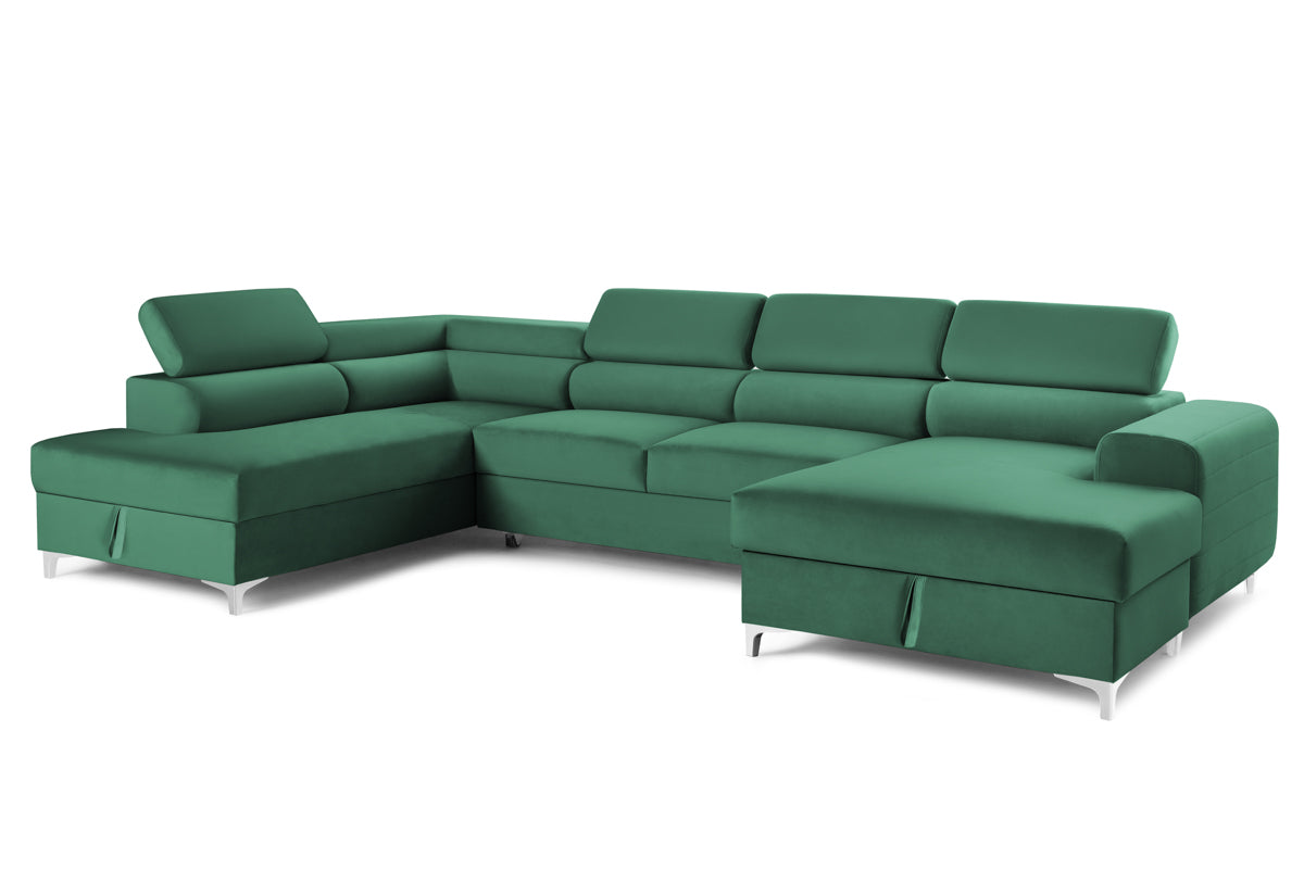 Colțar Extensibil, în formă de U, TIME NEW, cu 2 lăzi de depozitare, cu tetiere reglabile, 360x220x95 cm Prestige Home