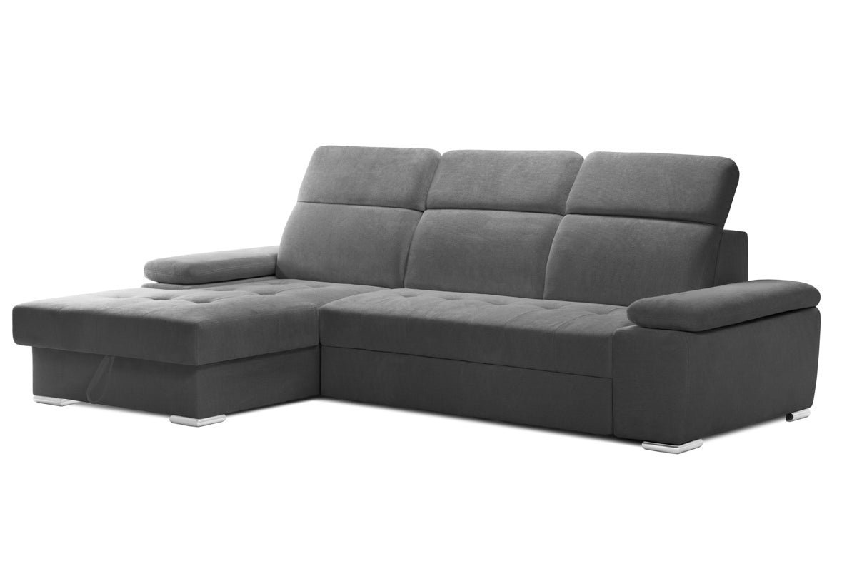 Colțar Extensibil TRENDY, cu ladă de depozitare, cu tetiere reglabile, variante stânga/dreapta 295x170x105 cm Prestige Home