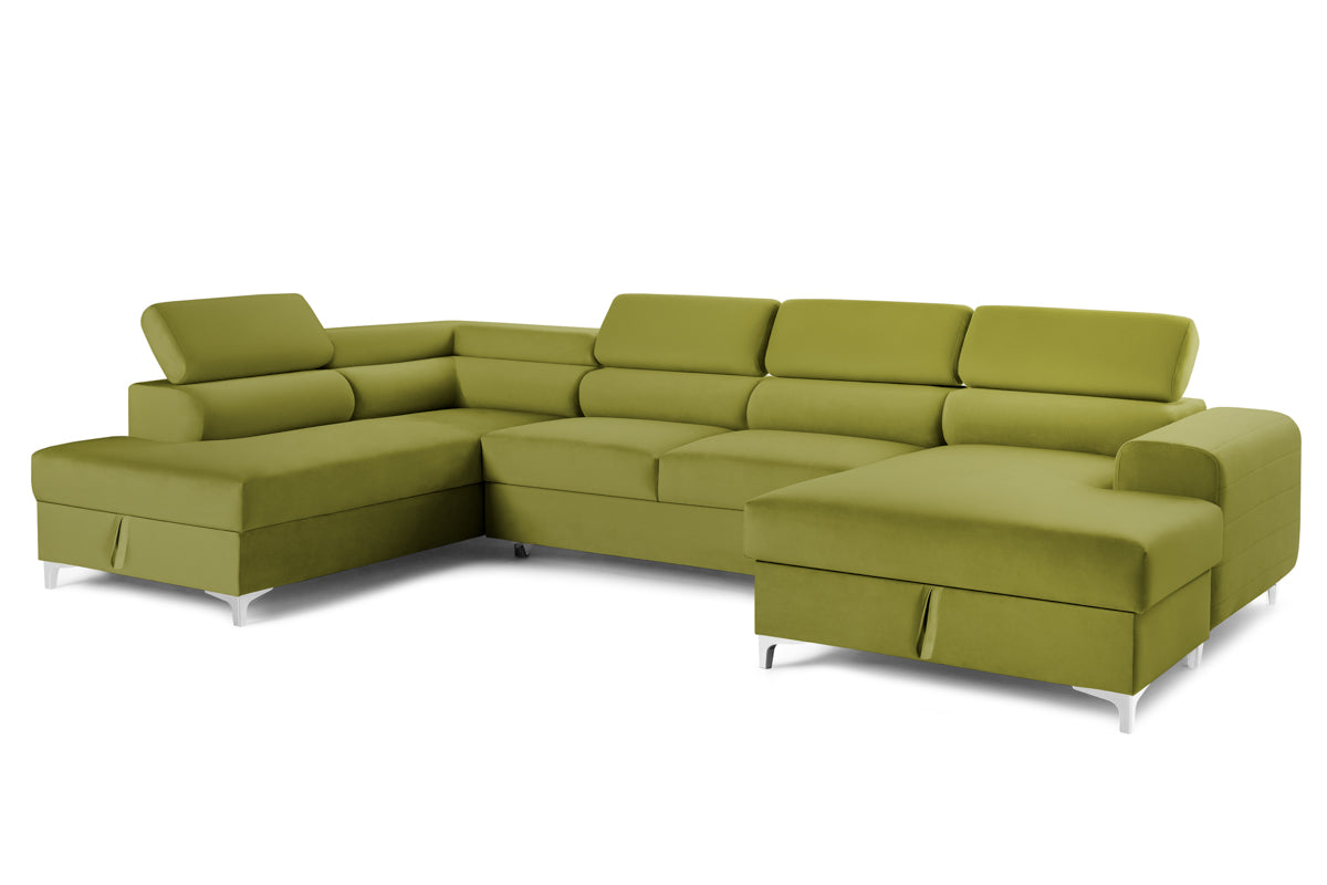 Colțar Extensibil, în formă de U, TIME NEW, cu 2 lăzi de depozitare, cu tetiere reglabile, 360x220x95 cm Prestige Home