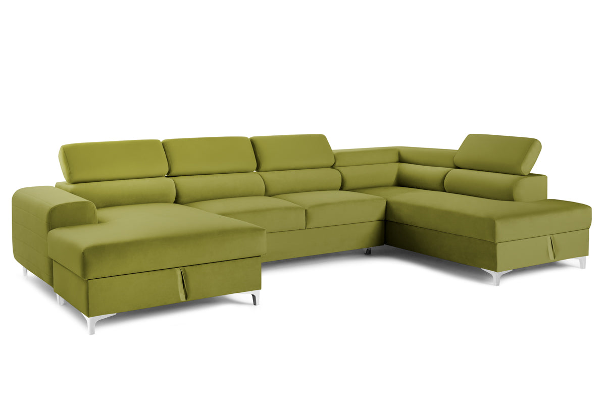 Colțar Extensibil, în formă de U, TIME NEW, cu 2 lăzi de depozitare, cu tetiere reglabile, 360x220x95 cm Prestige Home