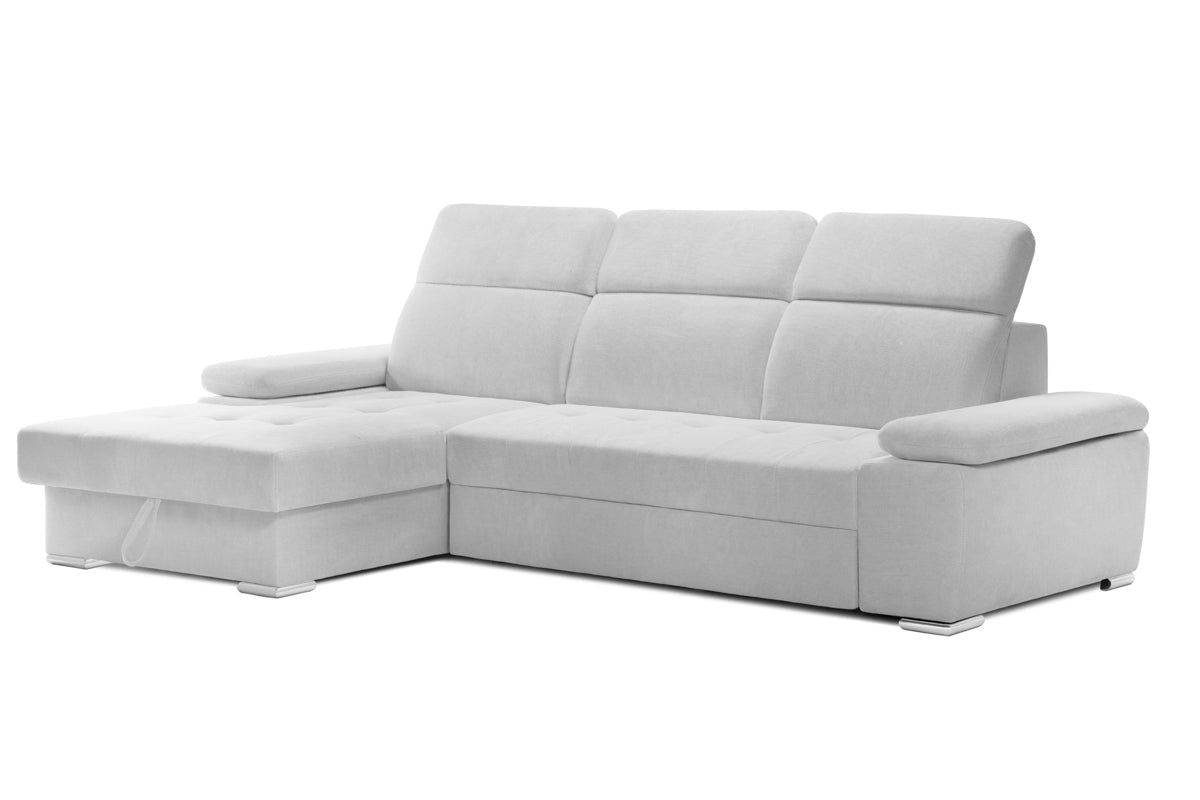 Colțar Extensibil TRENDY, cu ladă de depozitare, cu tetiere reglabile, variante stânga/dreapta 295x170x105 cm Prestige Home
