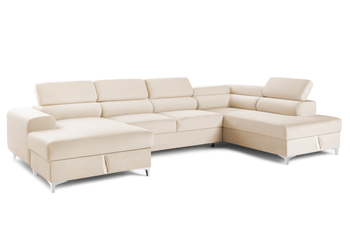 Colțar Extensibil, în formă de U, TIME NEW, cu 2 lăzi de depozitare, cu tetiere reglabile, 360x220x95 cm Prestige Home