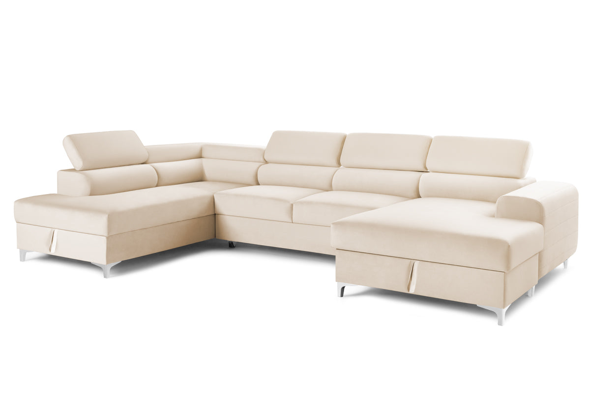 Colțar Extensibil, în formă de U, TIME NEW, cu 2 lăzi de depozitare, cu tetiere reglabile, 360x220x95 cm Prestige Home