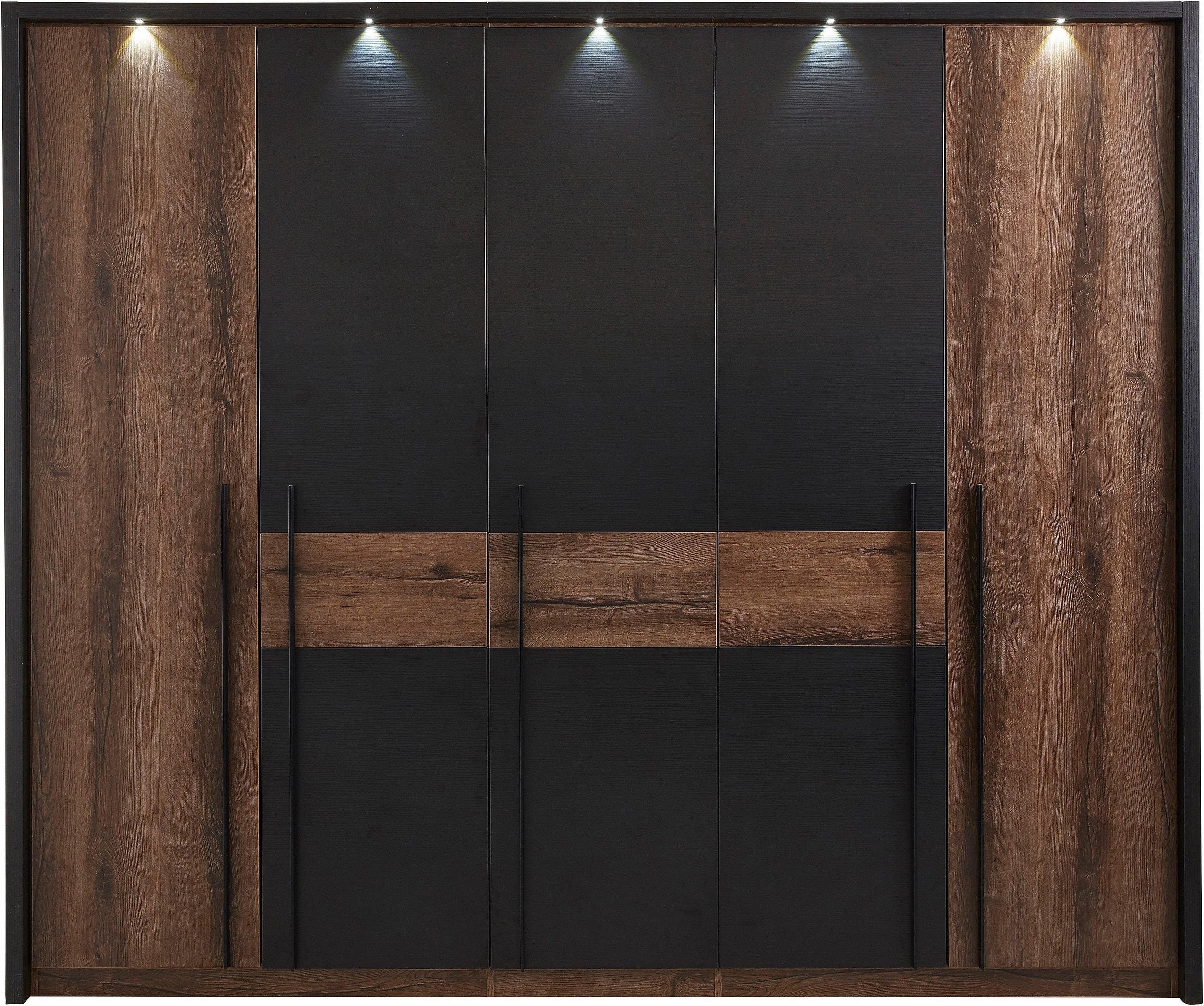 Dulap Bellevue cu iluminare LED, 5 uși, 261 cm Arboteca
